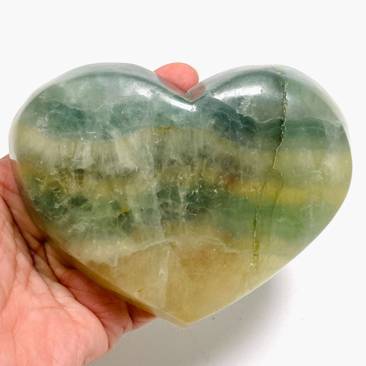 Green fluorite heart bowl C1037a
