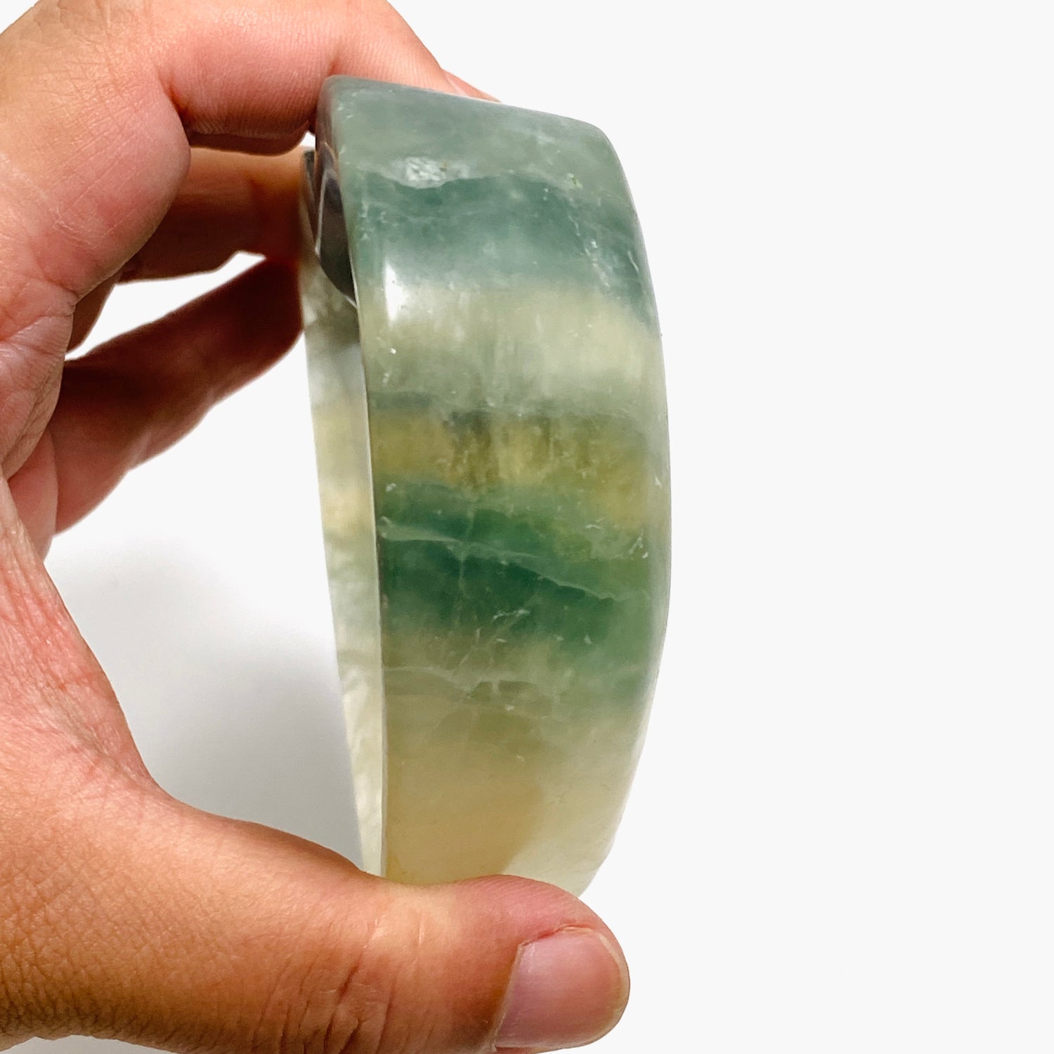 Green fluorite heart bowl C1037a