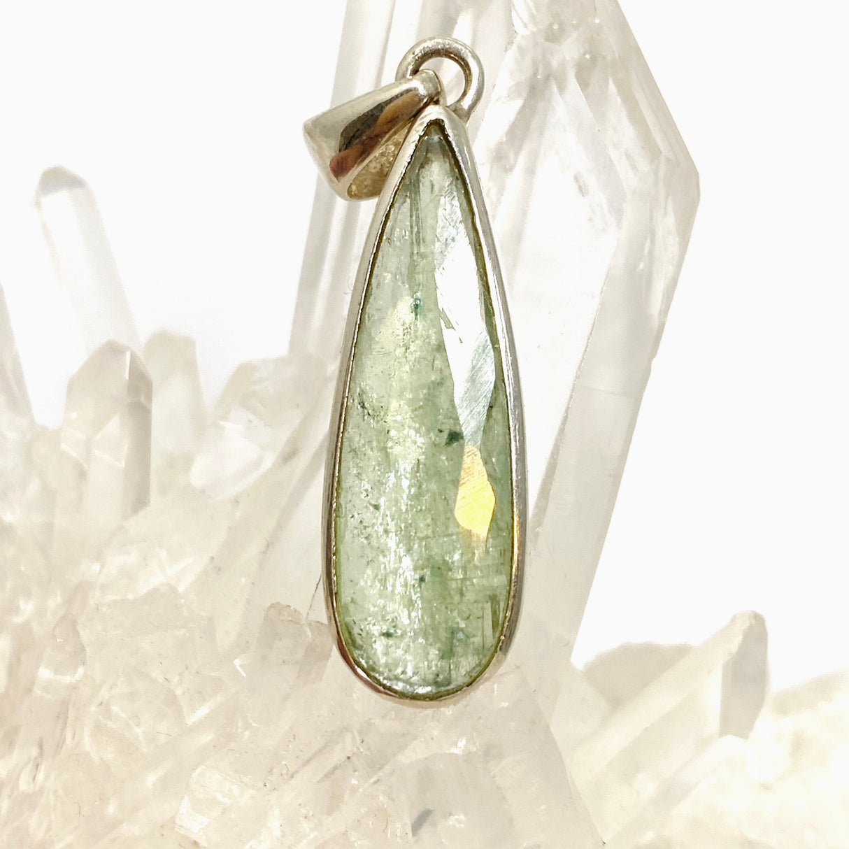 Green Kyanite (Africa) Teardrop Faceted Pendant PPGJ800
