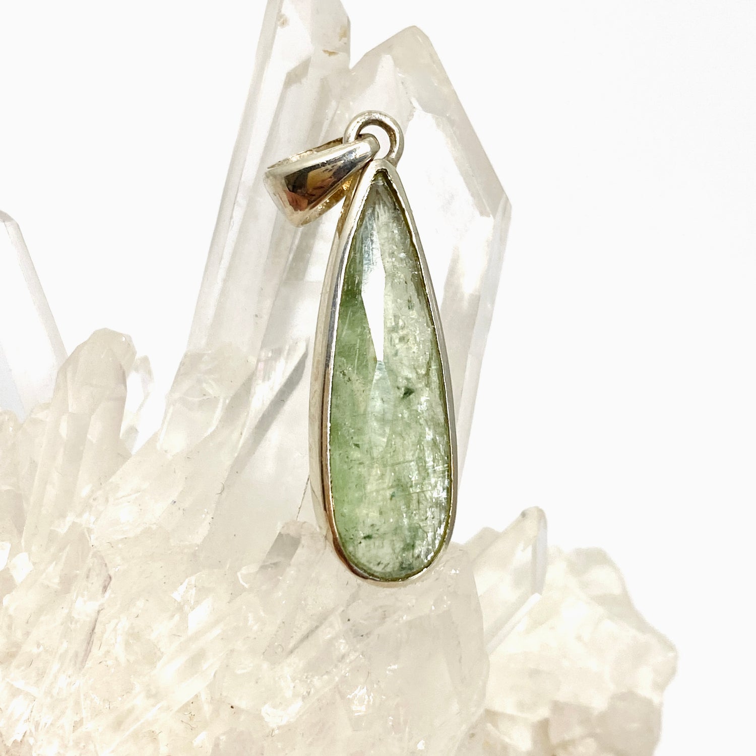 Green Kyanite (Africa) Teardrop Faceted Pendant PPGJ800