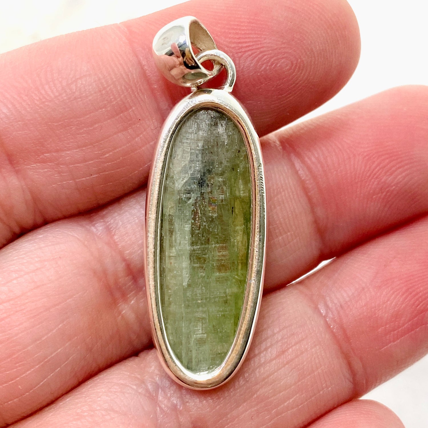 Green Kyanite Oval Cabochon Pendant KPGJ4629