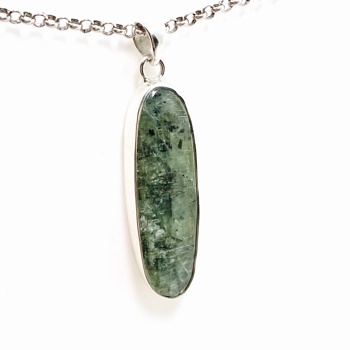 Green Kyanite Oval Cabochon Pendant KPGJ4630