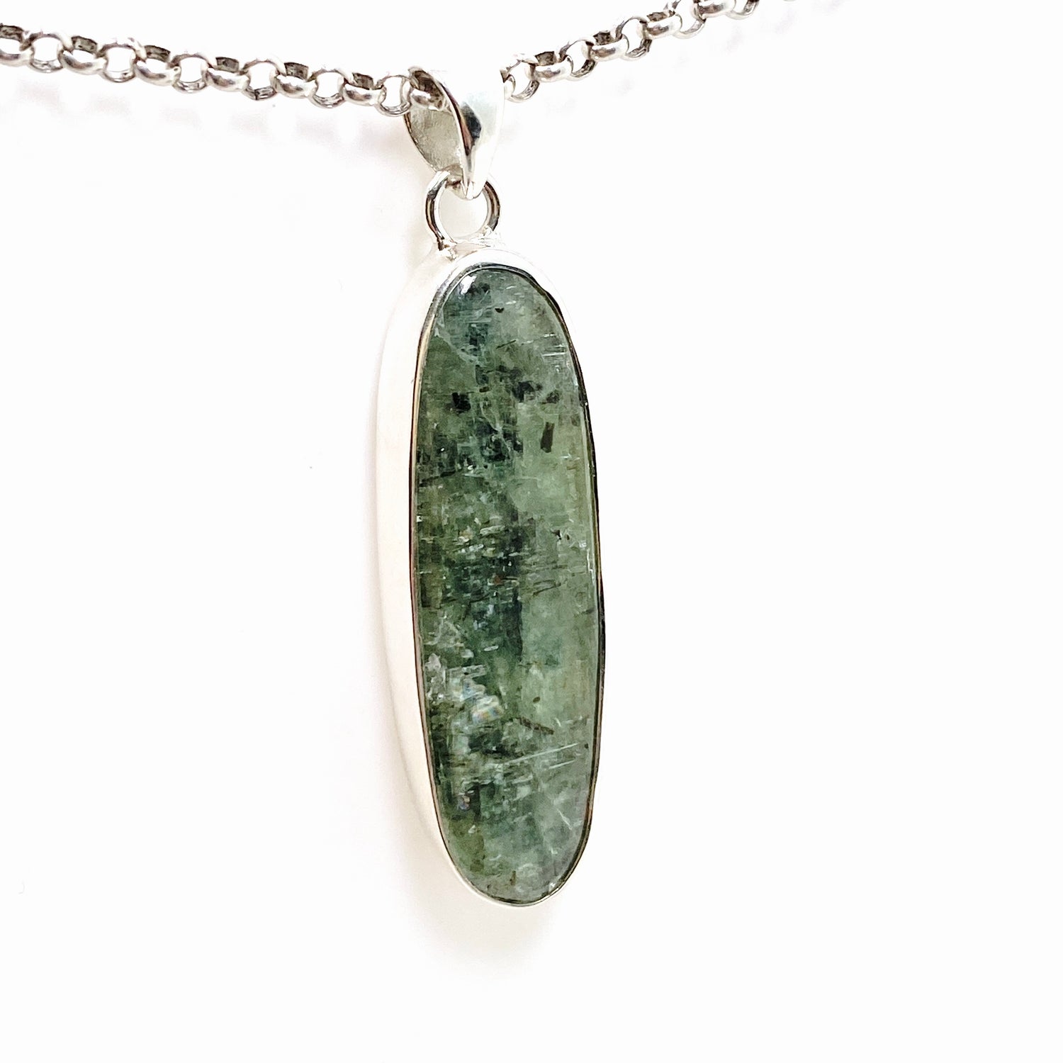 Green Kyanite Oval Cabochon Pendant KPGJ4630