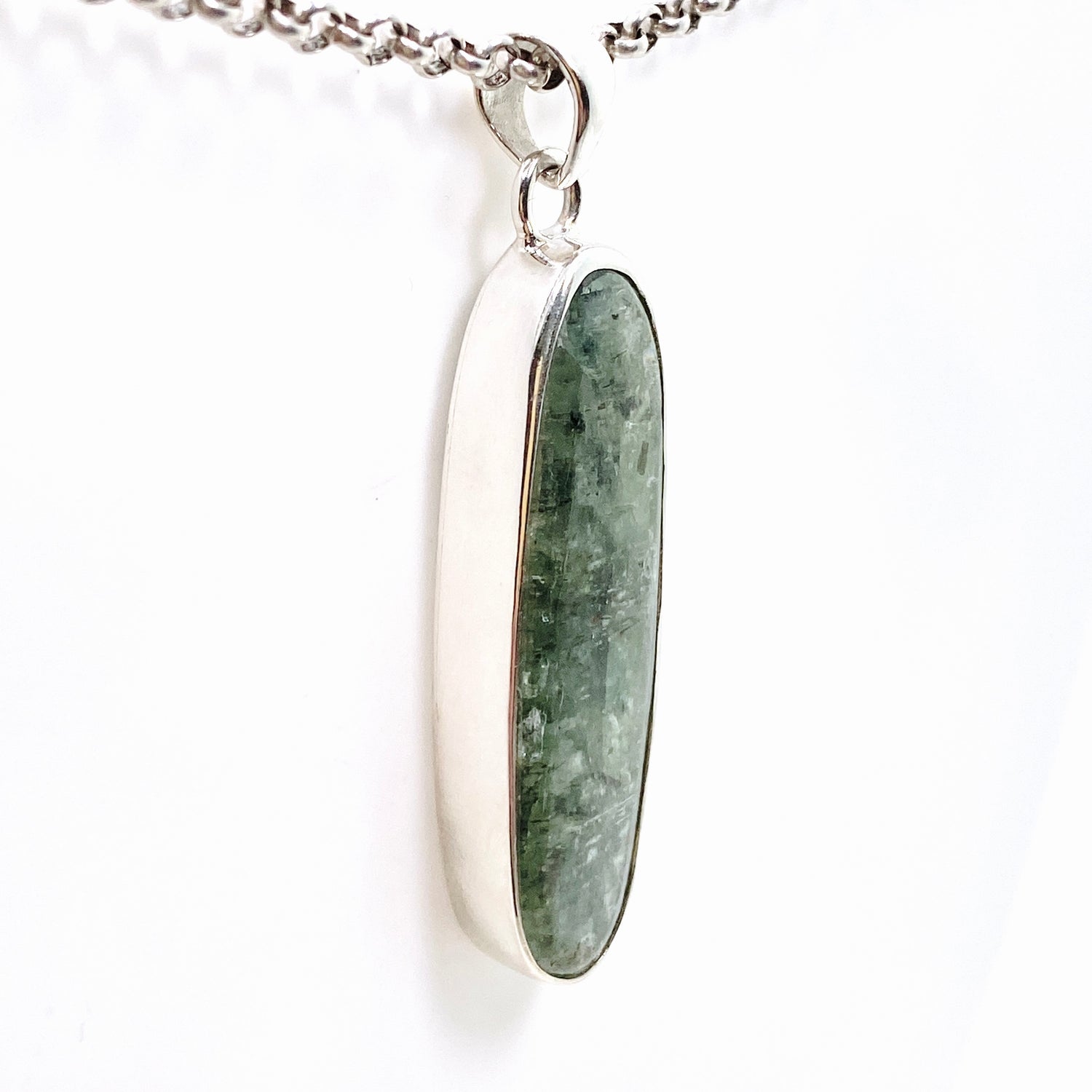 Green Kyanite Oval Cabochon Pendant KPGJ4630