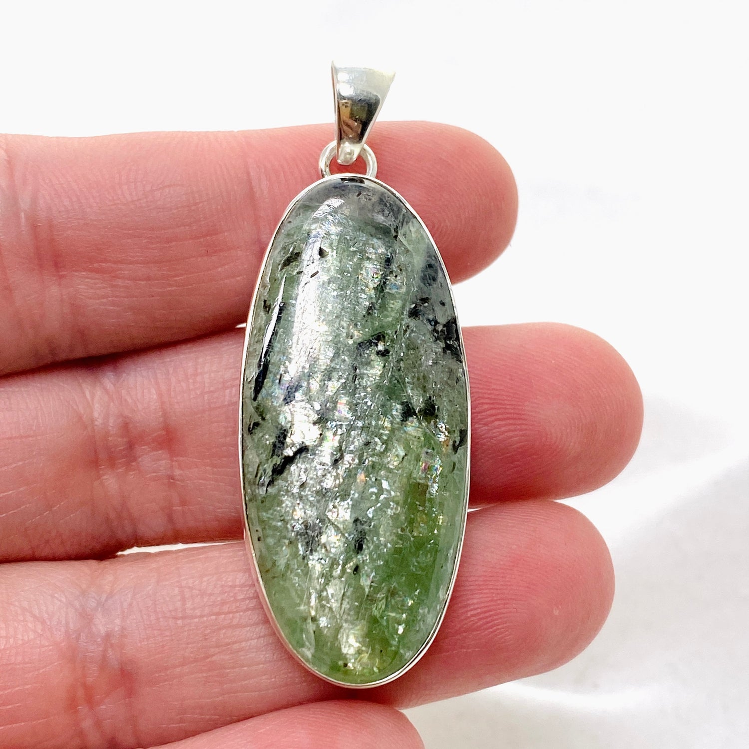 Green Kyanite Oval Cabochon Pendant KPGJ4631