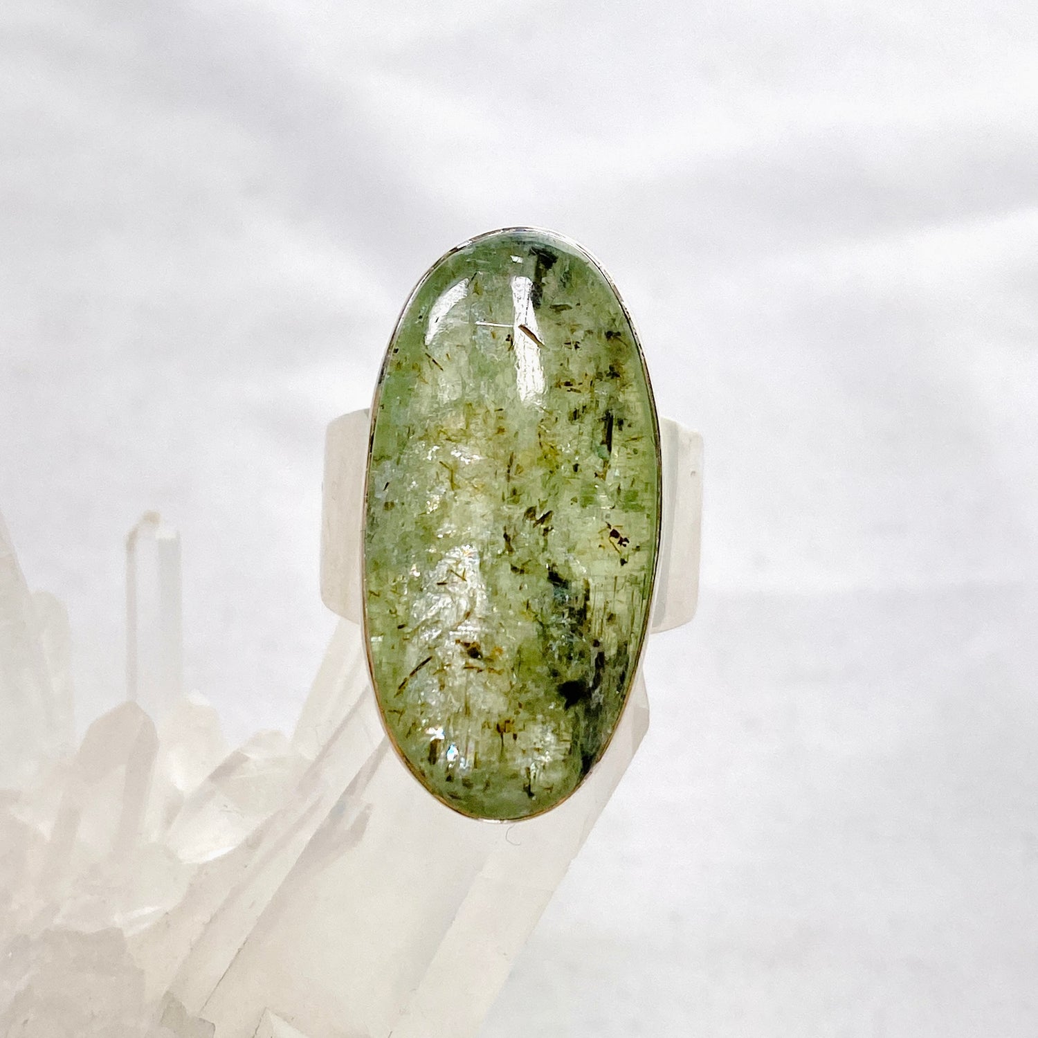 Green Kyanite Oval Cabochon Ring Size 11 KRGJ3290