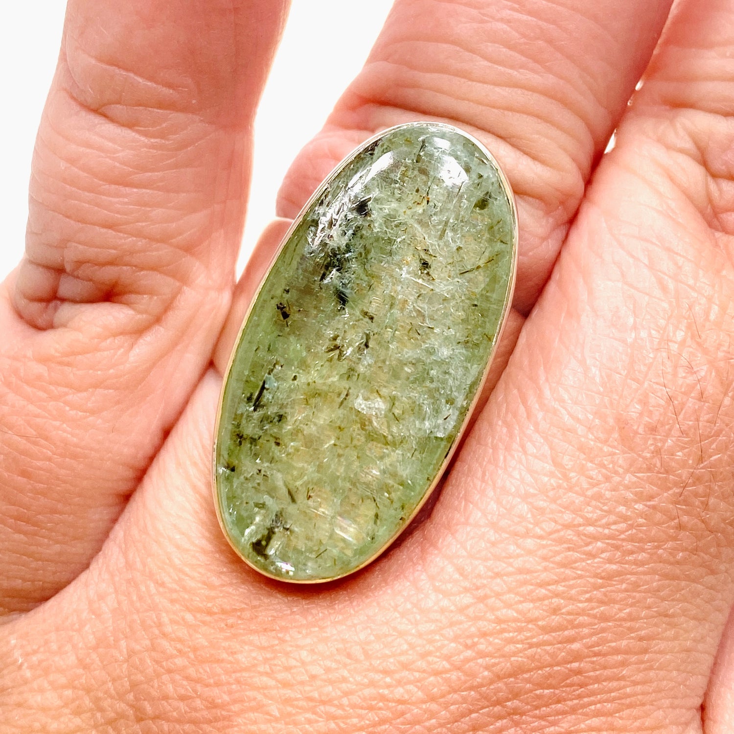 Green Kyanite Oval Cabochon Ring Size 11 KRGJ3290