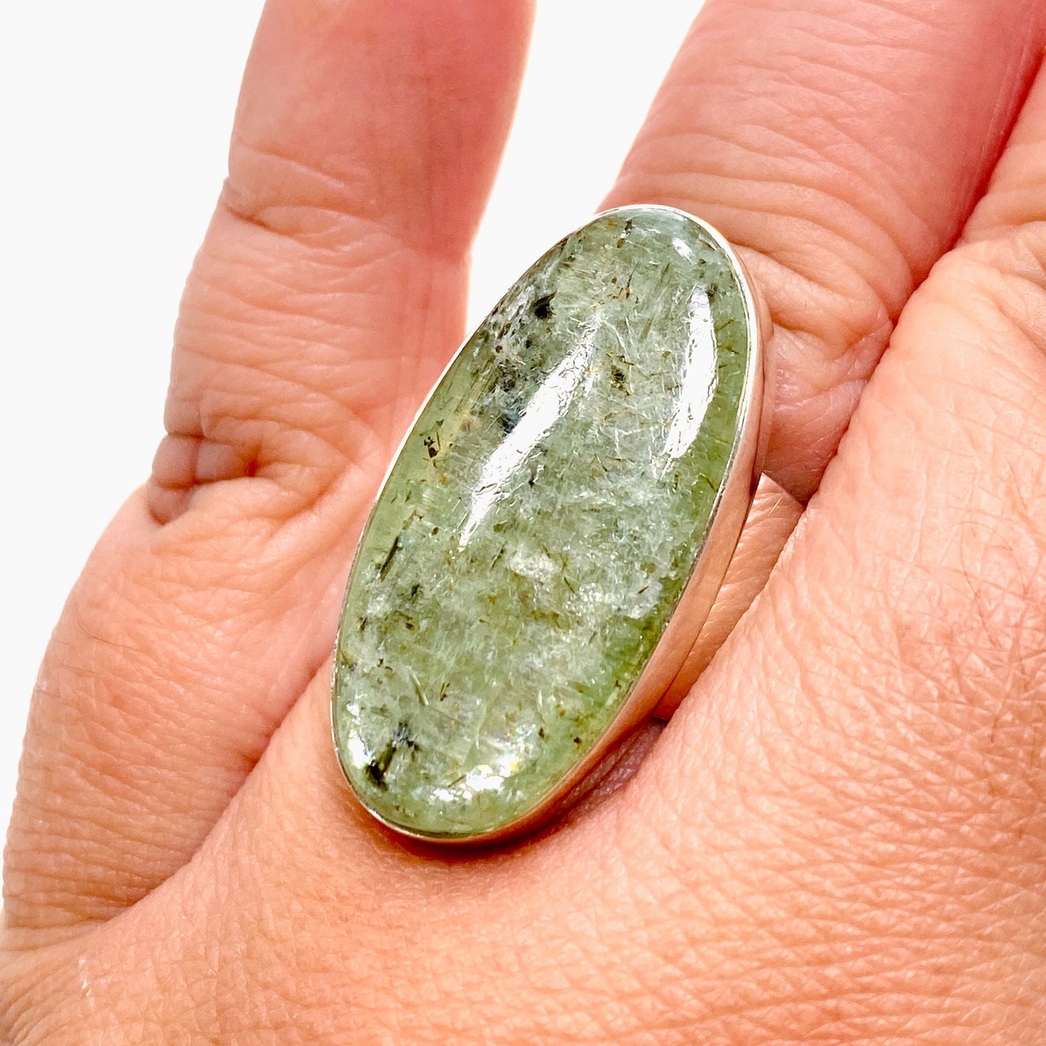 Green Kyanite Oval Cabochon Ring Size 11 KRGJ3290