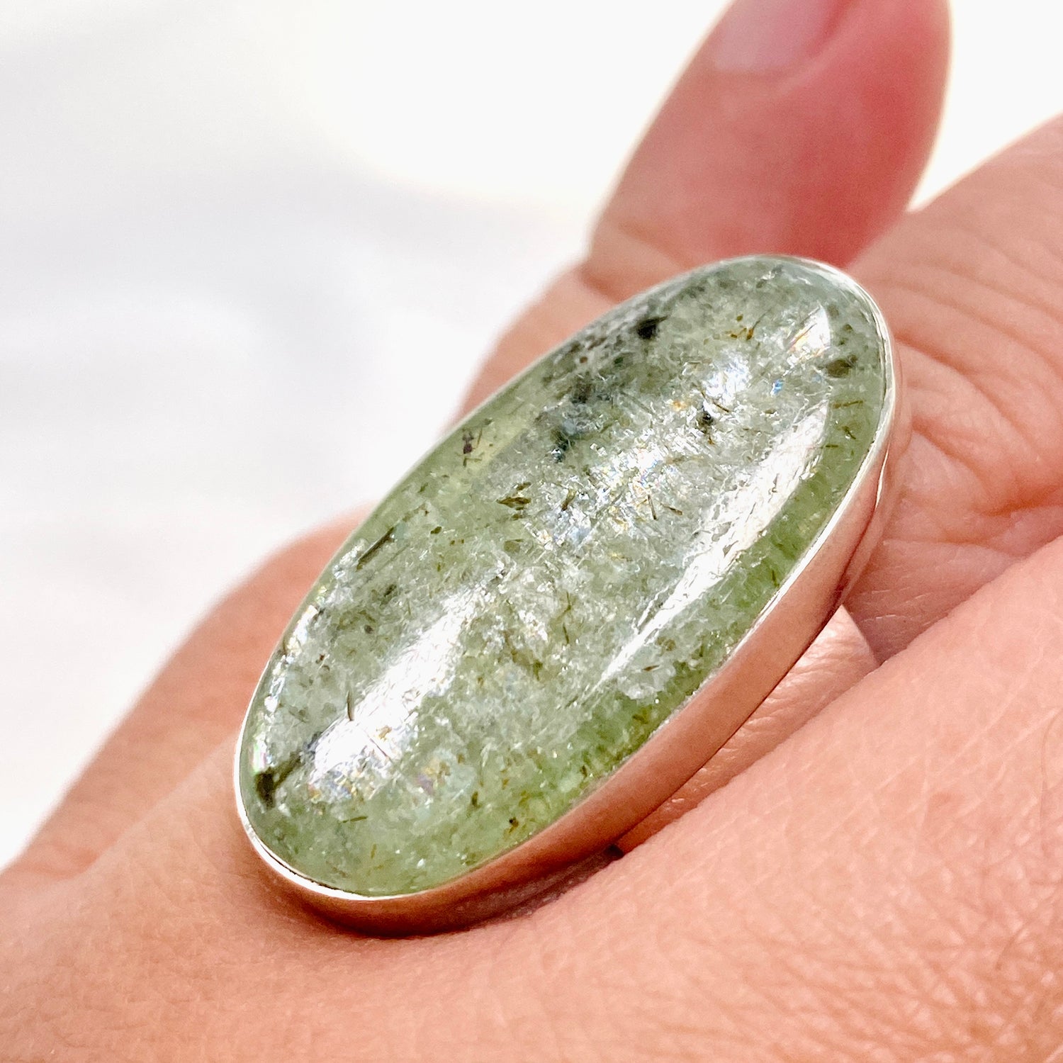 Green Kyanite Oval Cabochon Ring Size 11 KRGJ3290