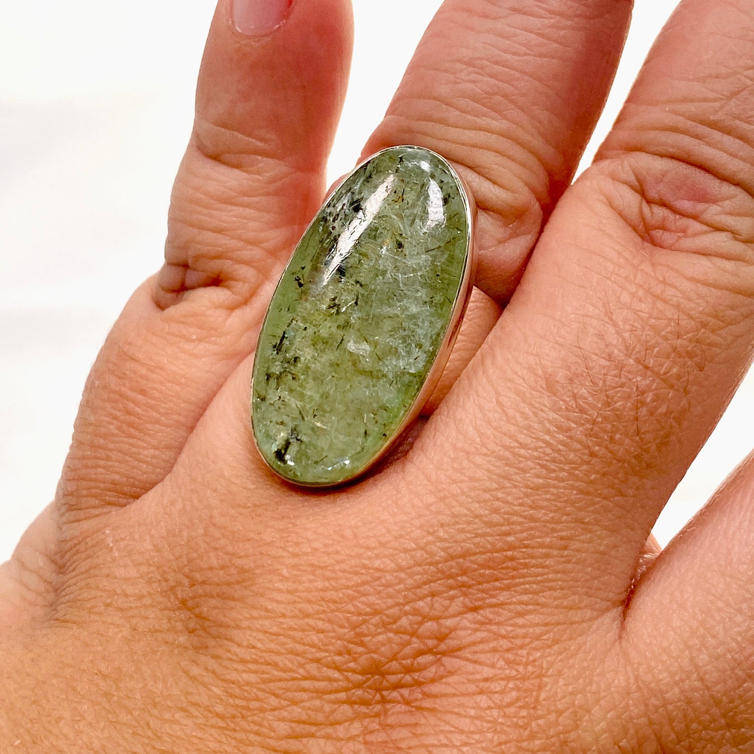 Green Kyanite Oval Cabochon Ring Size 11 KRGJ3290