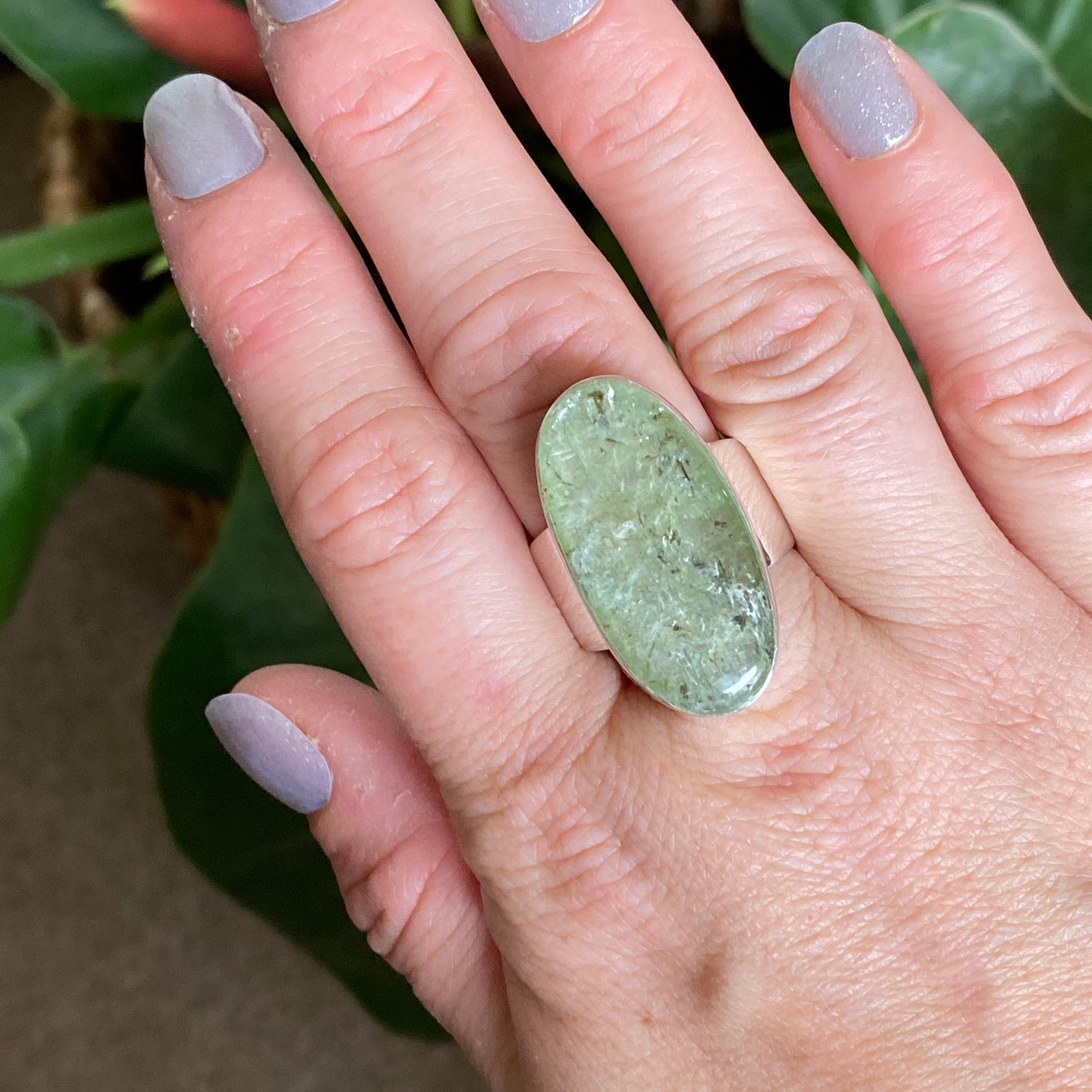 Green Kyanite Oval Cabochon Ring Size 11 KRGJ3290