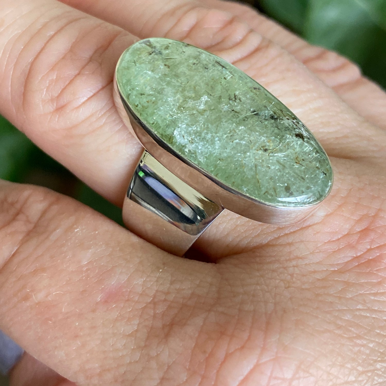Green Kyanite Oval Cabochon Ring Size 11 KRGJ3290