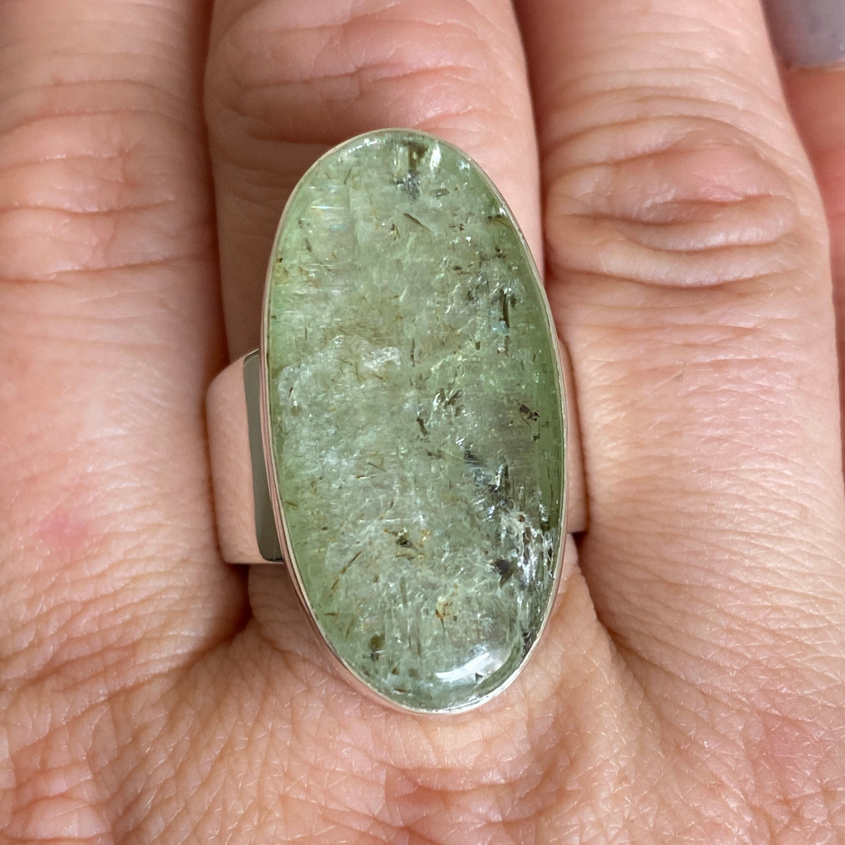 Green Kyanite Oval Cabochon Ring Size 11 KRGJ3290