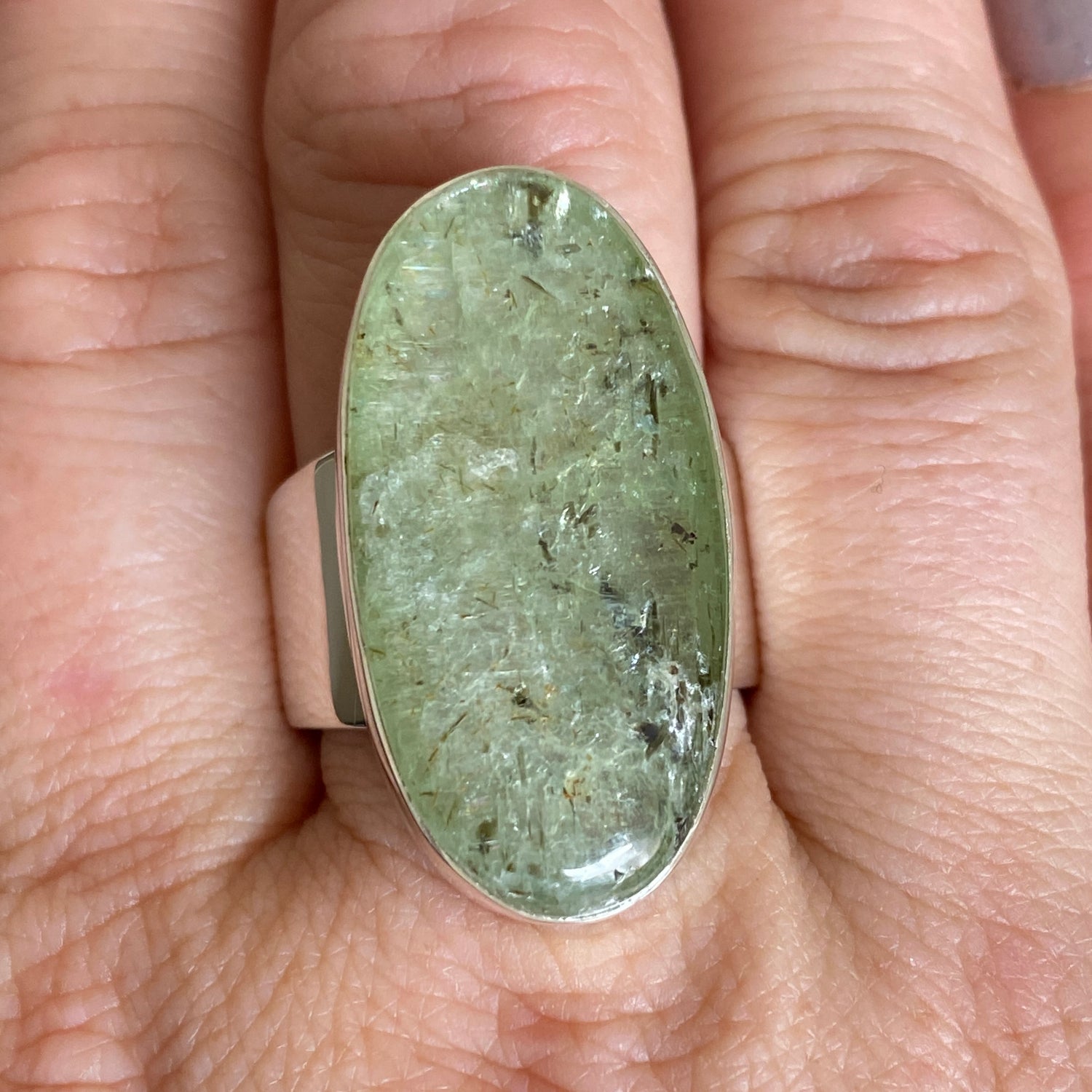Green Kyanite Oval Cabochon Ring Size 11 KRGJ3290