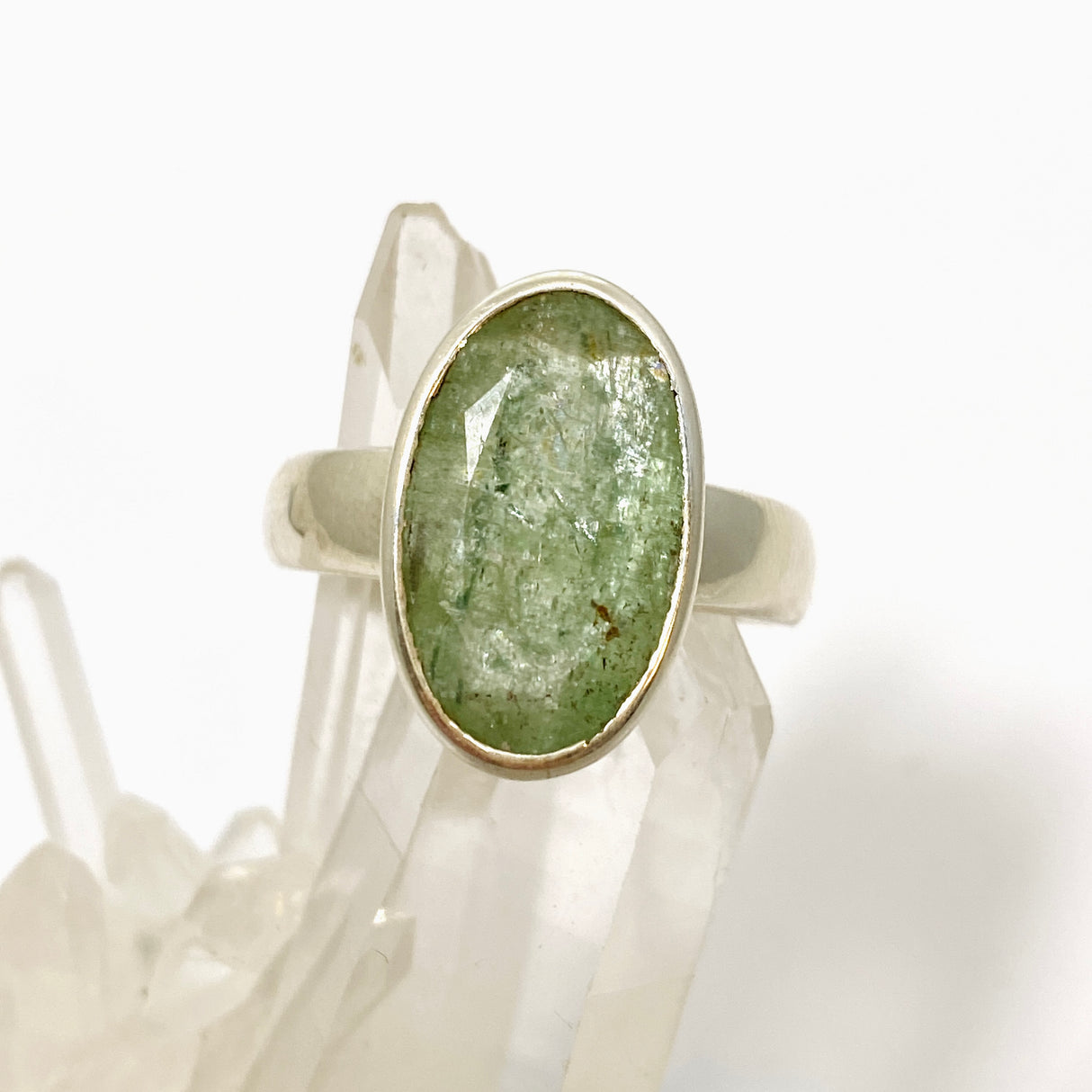 Green Kyanite Oval Faceted Ring Size 11 PRGJ819
