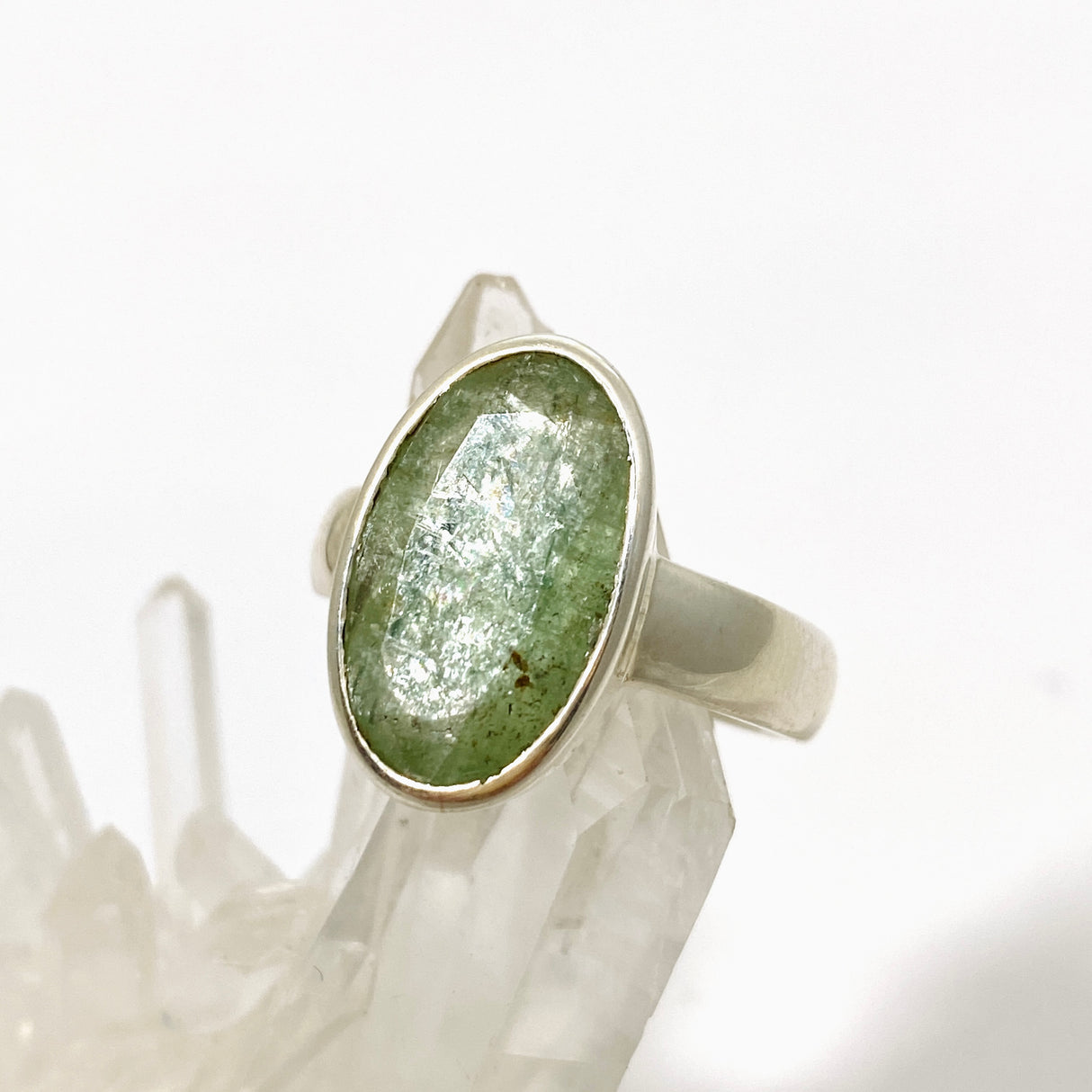 Green Kyanite Oval Faceted Ring Size 11 PRGJ819