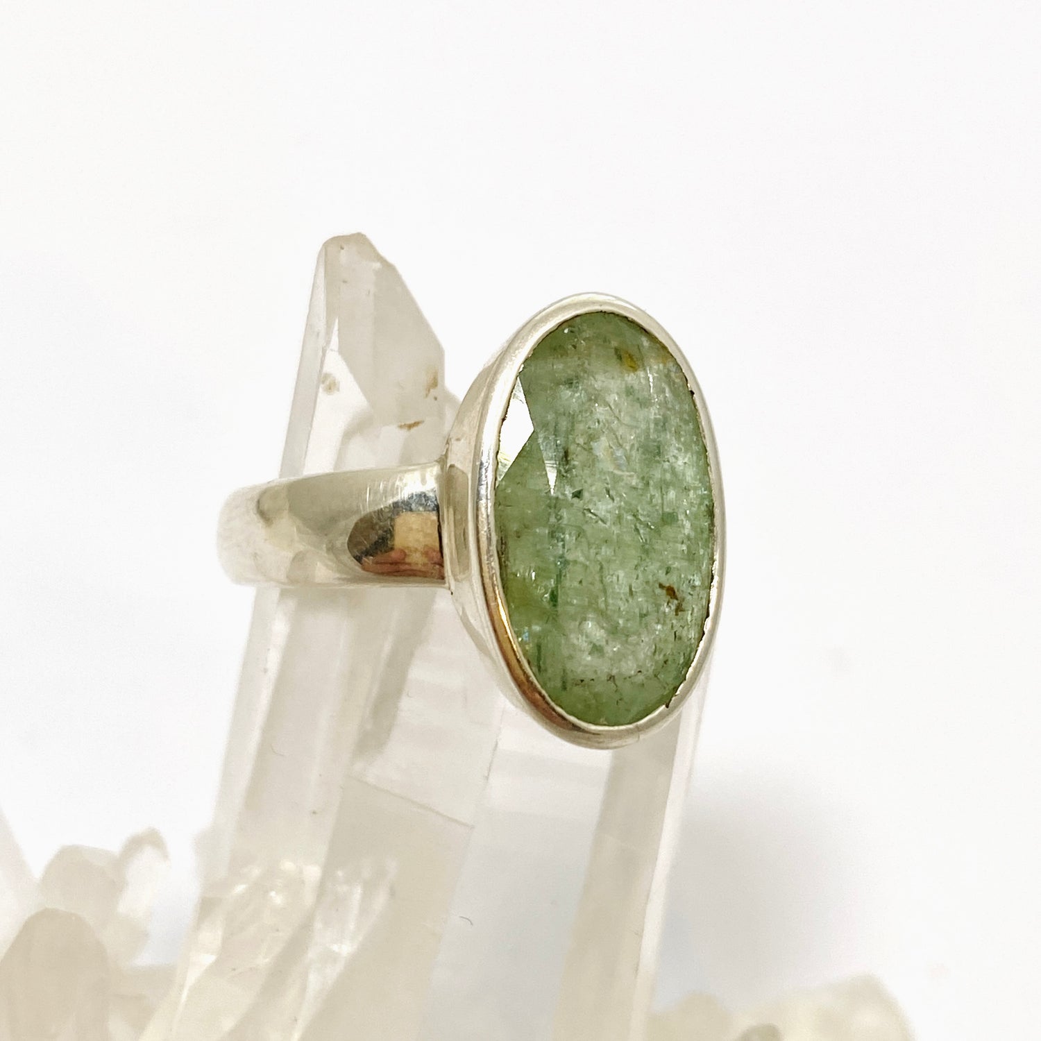 Green Kyanite Oval Faceted Ring Size 11 PRGJ819