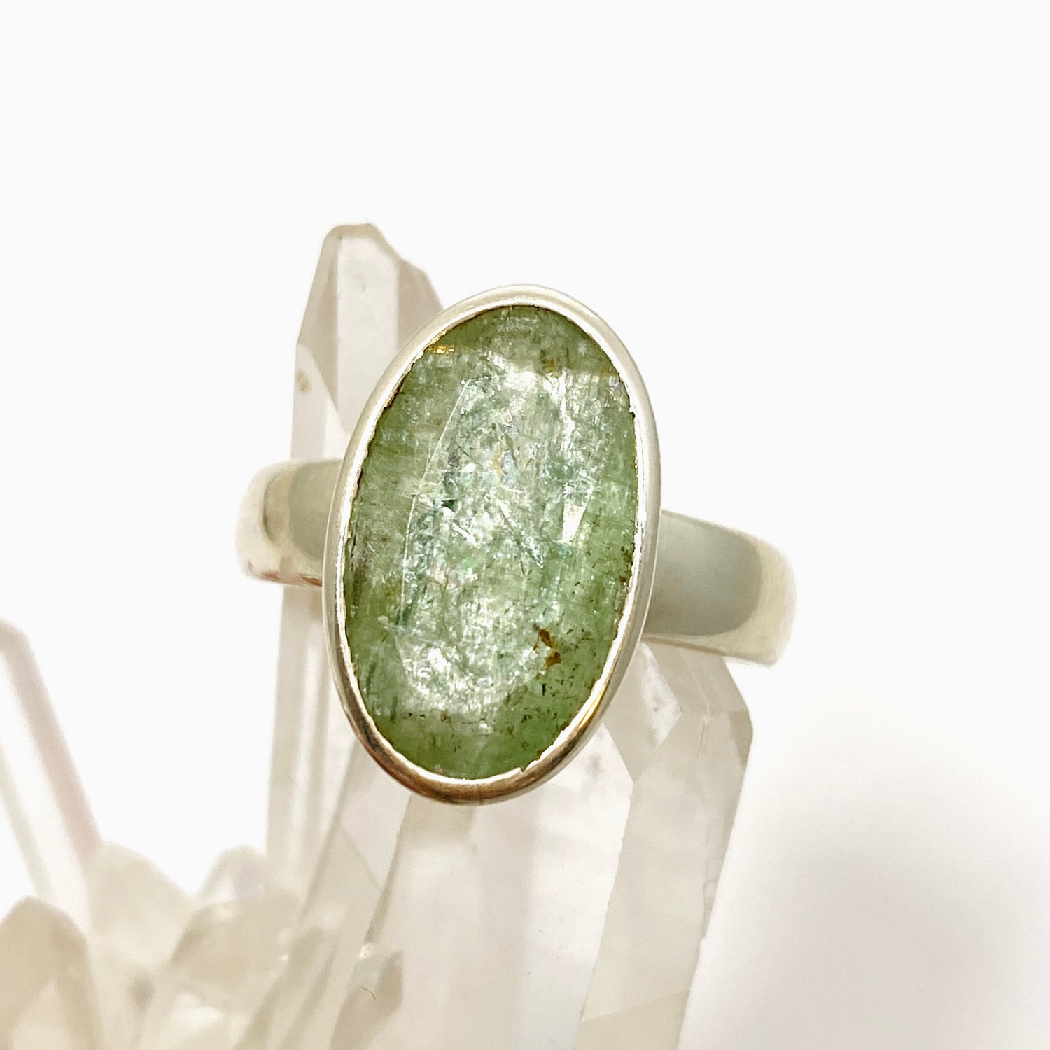 Green Kyanite Oval Faceted Ring Size 11 PRGJ819