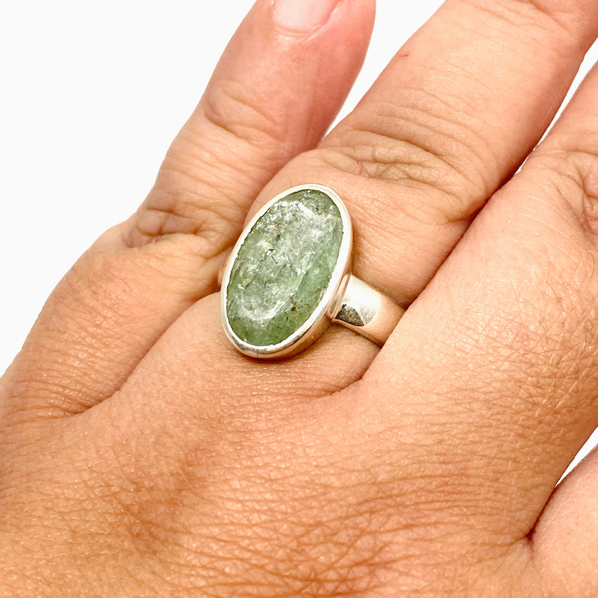 Green Kyanite Oval Faceted Ring Size 11 PRGJ819