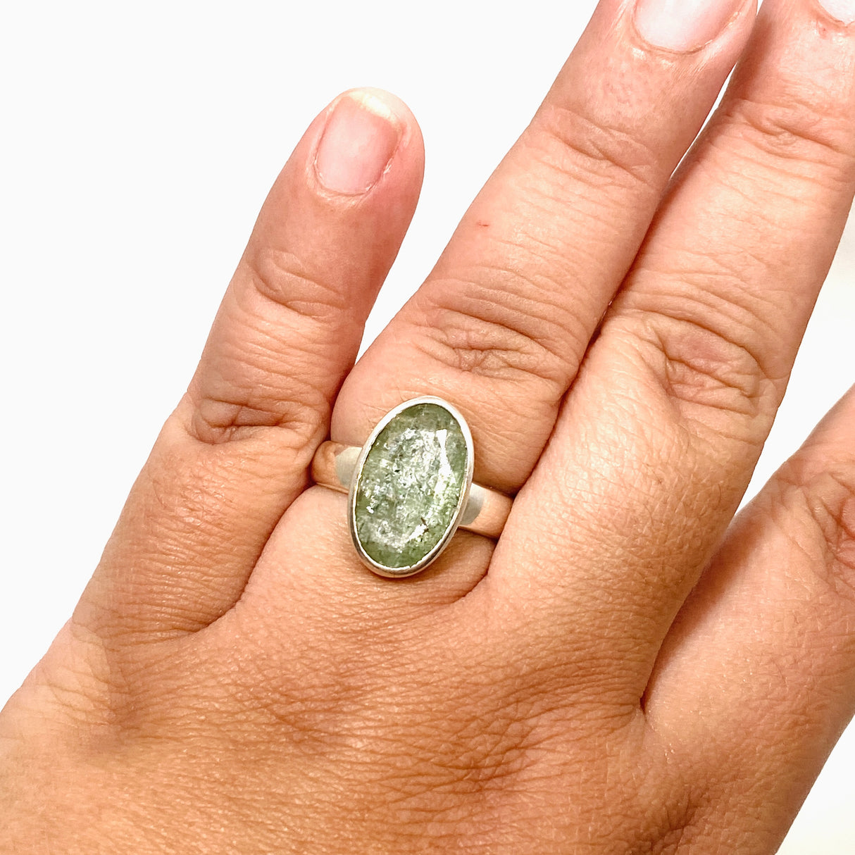 Green Kyanite Oval Faceted Ring Size 11 PRGJ819