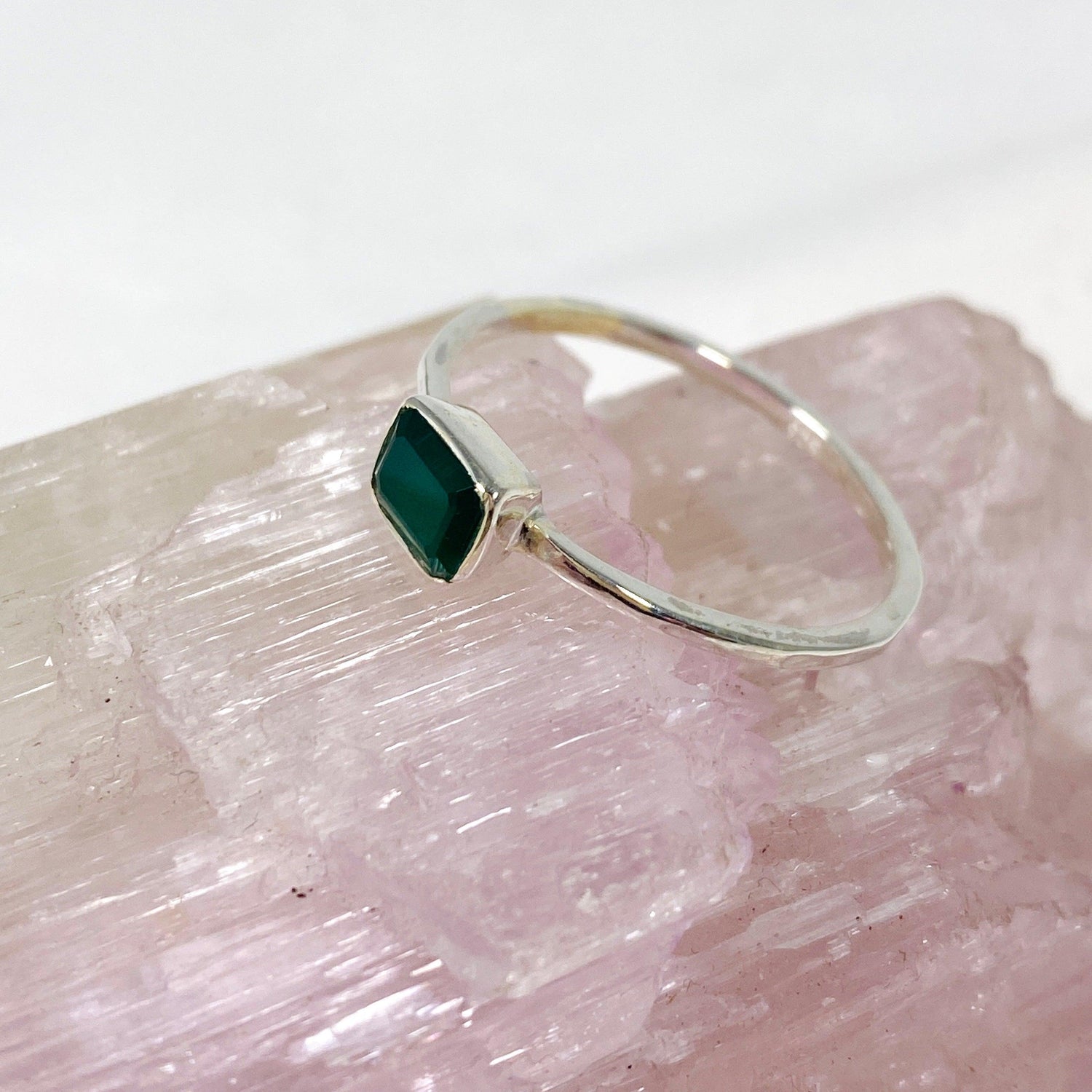 Green Onyx Rectangular Faceted Fine Band Ring R3793-GO - Nature's Magick