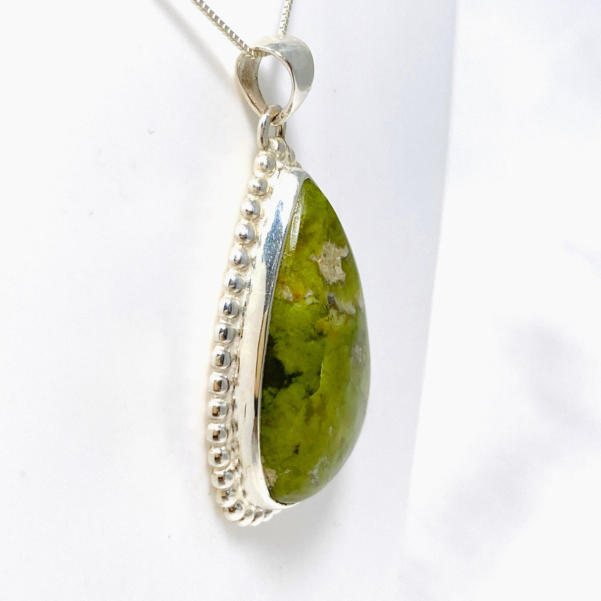 Green Opal (Madagascar) Teardrop Pendant in a Decorative Setting KPGJ4545 - Nature's Magick