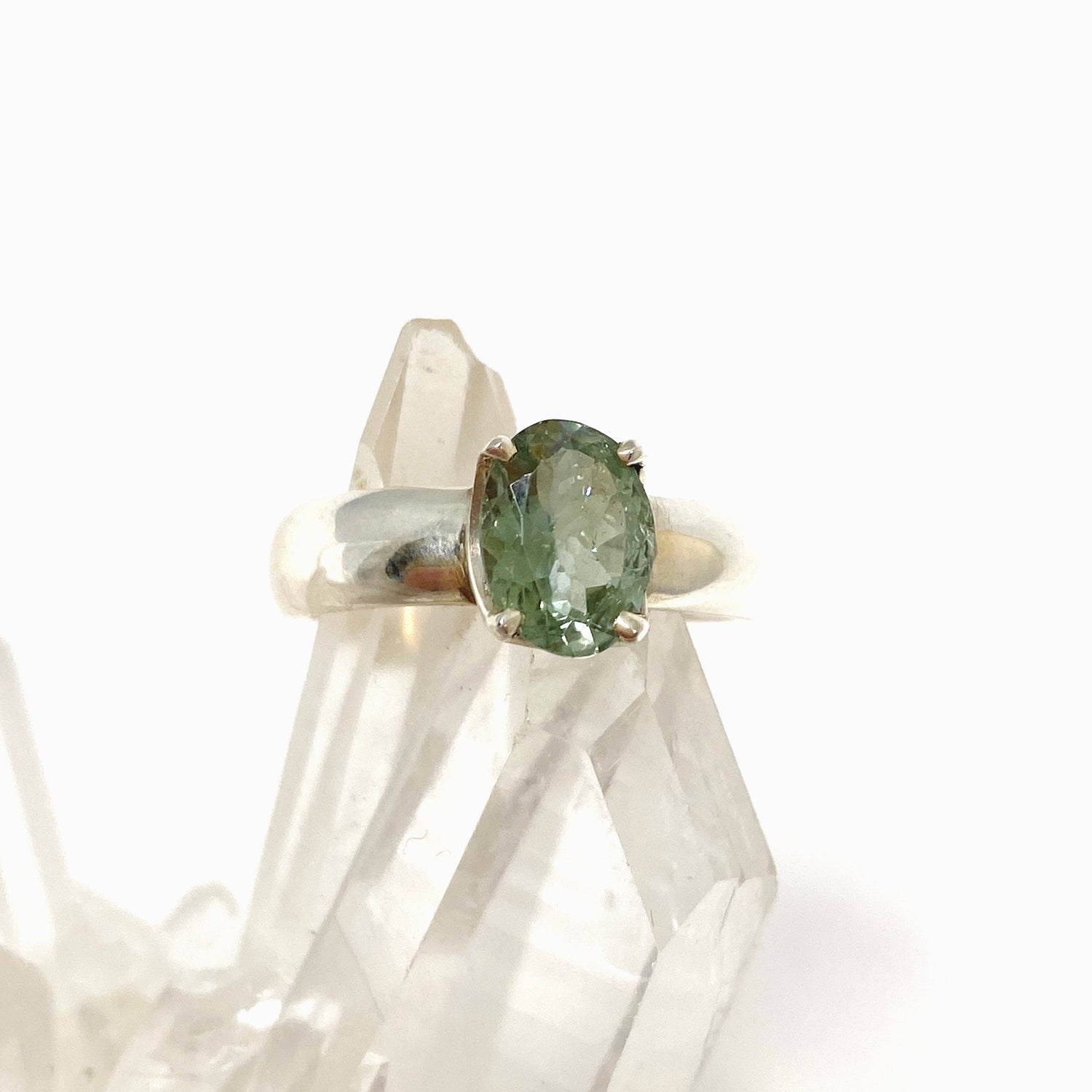 Green Tourmaline Oval Faceted Ring Size 7 PRGJ542