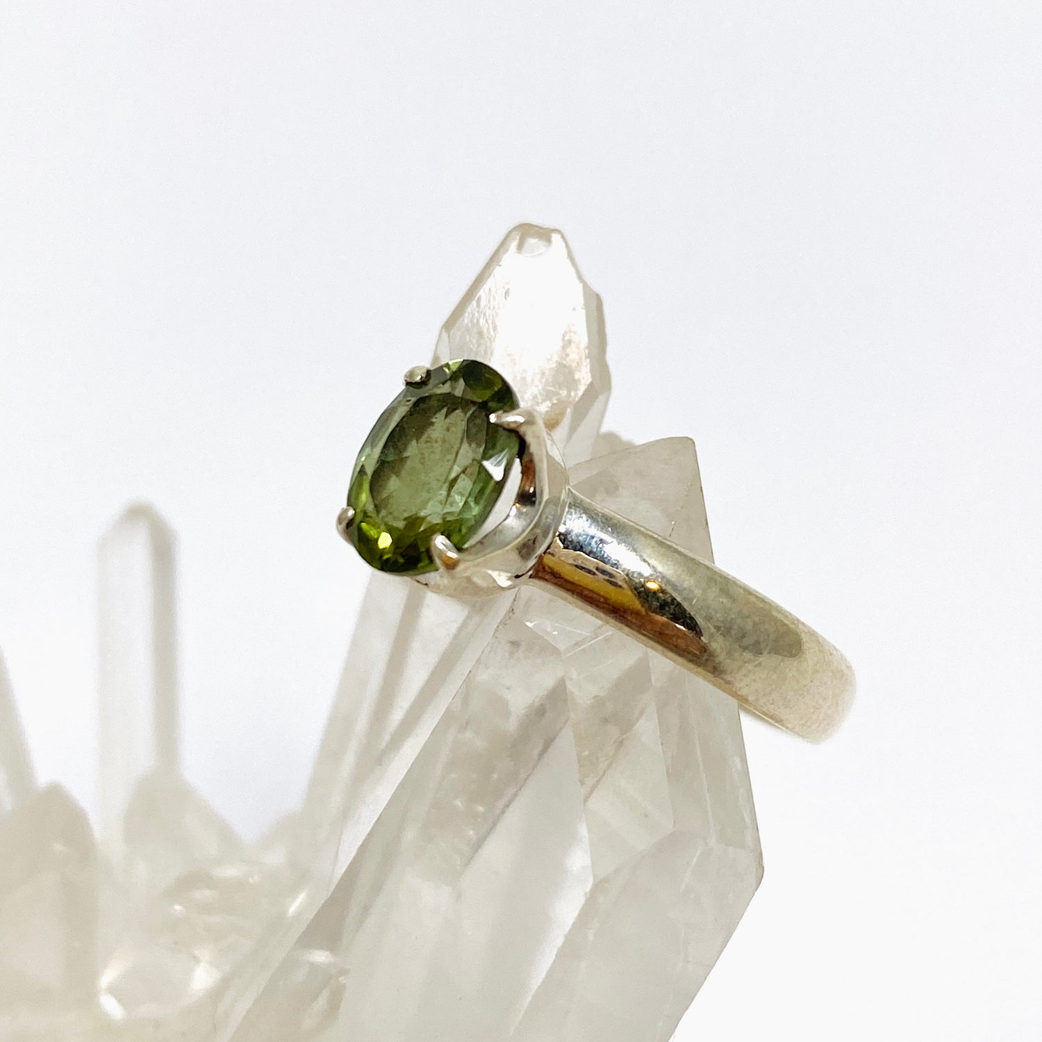 Green Tourmaline Oval Faceted Ring Size 9 PRGJ725