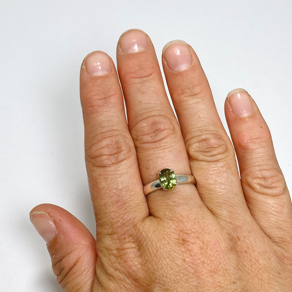 Green Tourmaline Oval Faceted Ring Size 9 PRGJ725