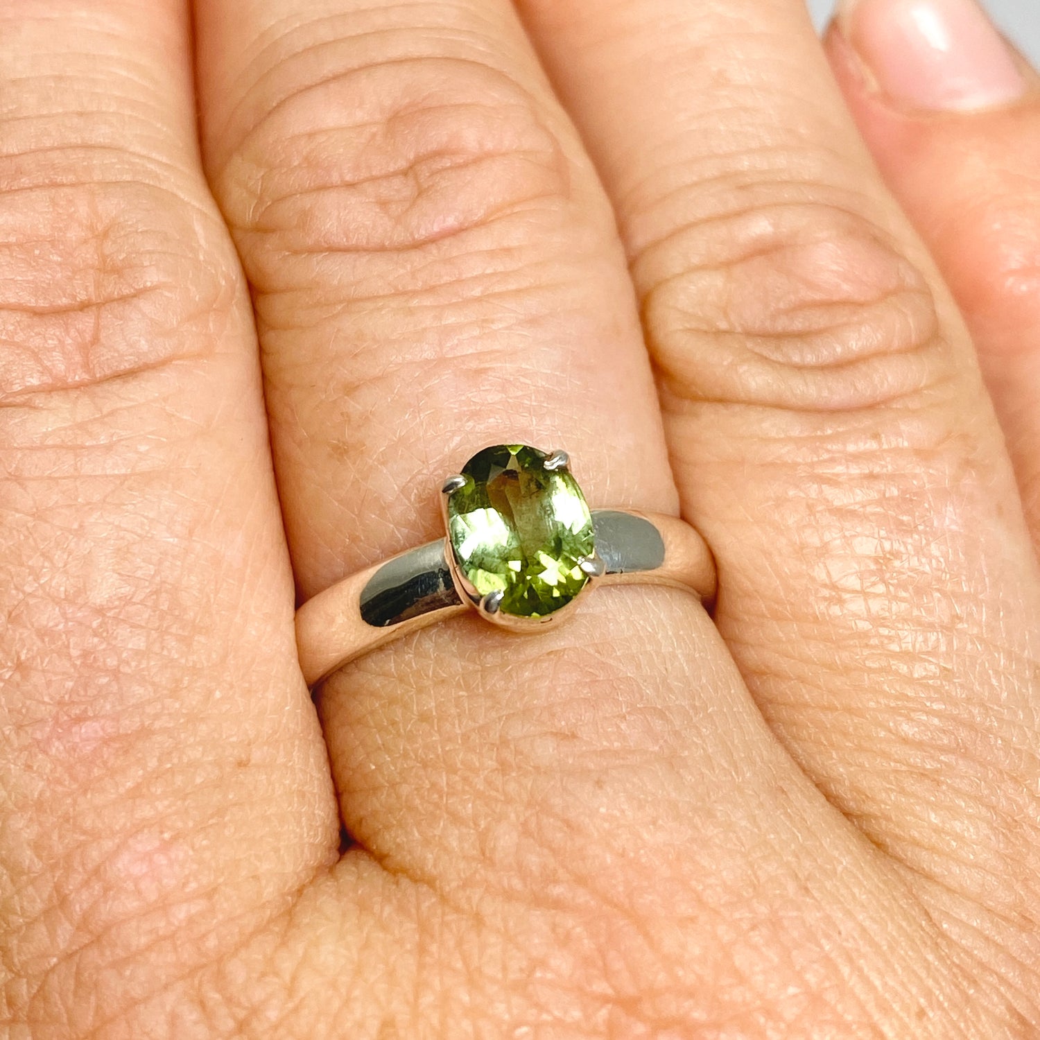 Green Tourmaline Oval Faceted Ring Size 9 PRGJ725