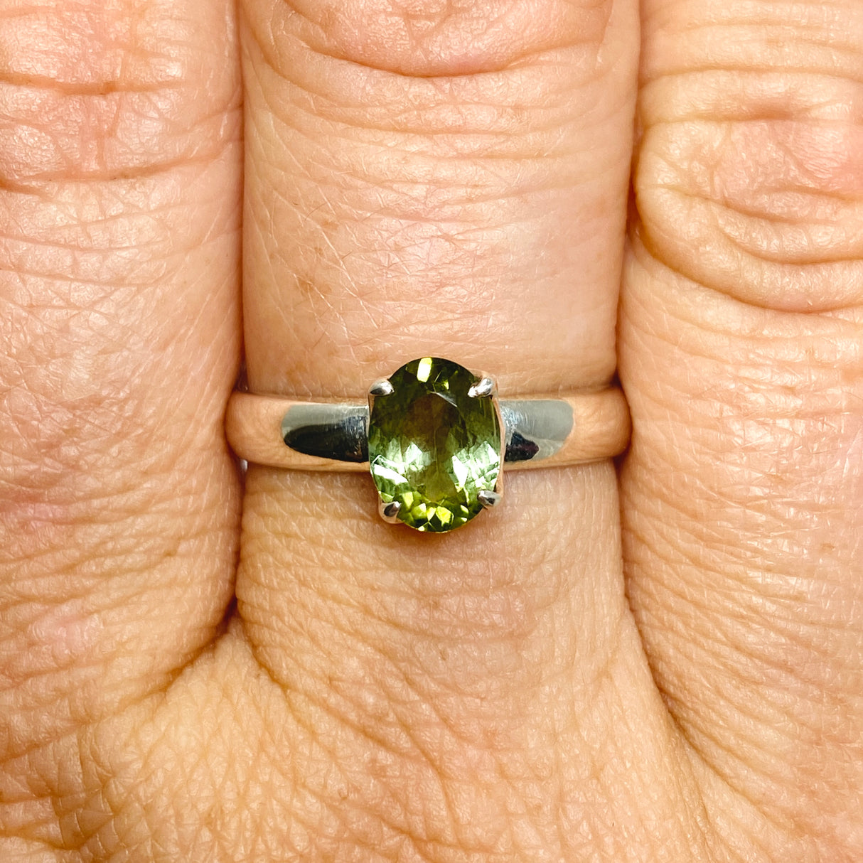 Green Tourmaline Oval Faceted Ring Size 9 PRGJ725