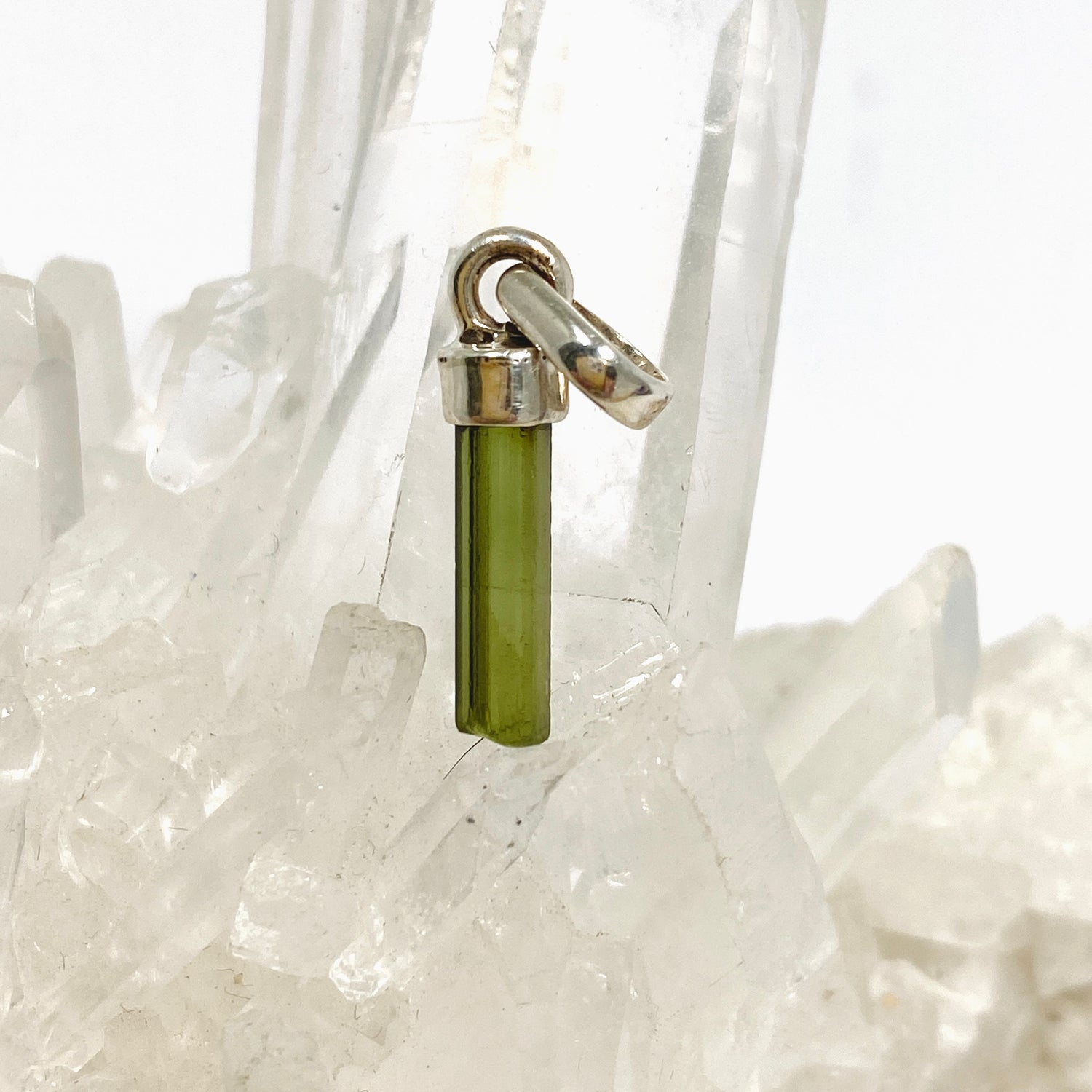 Green Tourmaline Raw Crystal Pendant PPGJ1197