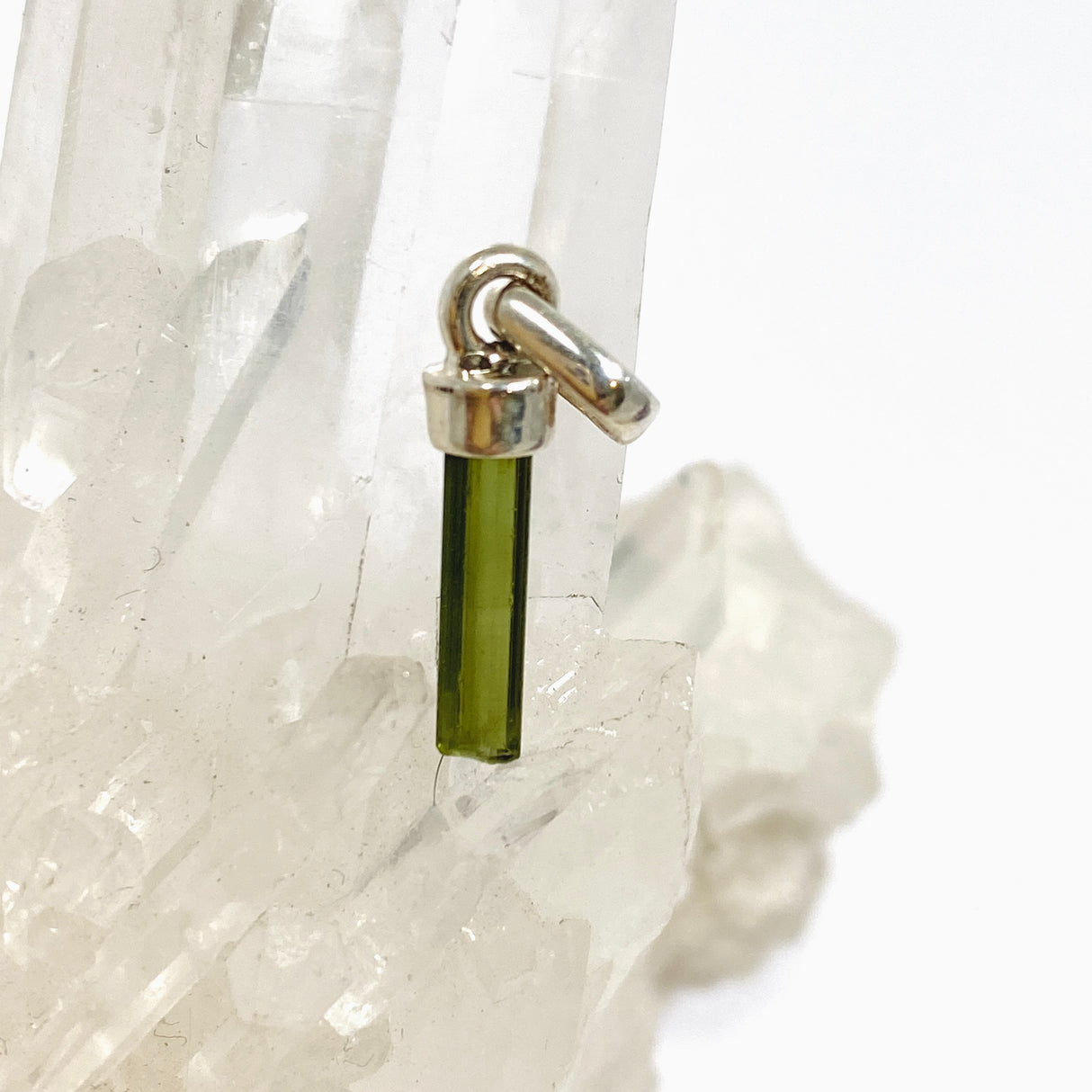 Green Tourmaline Raw Crystal Pendant PPGJ1197
