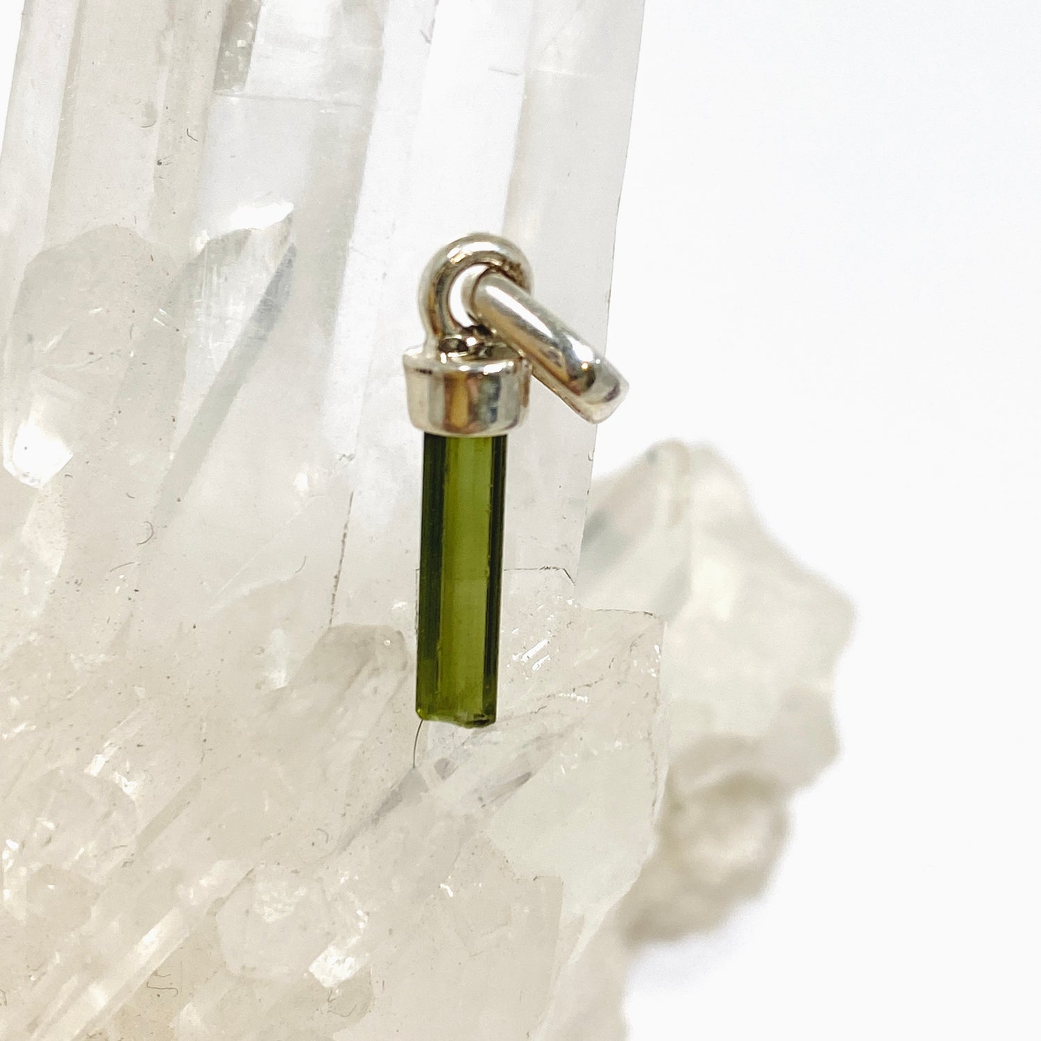 Green Tourmaline Raw Crystal Pendant PPGJ1197