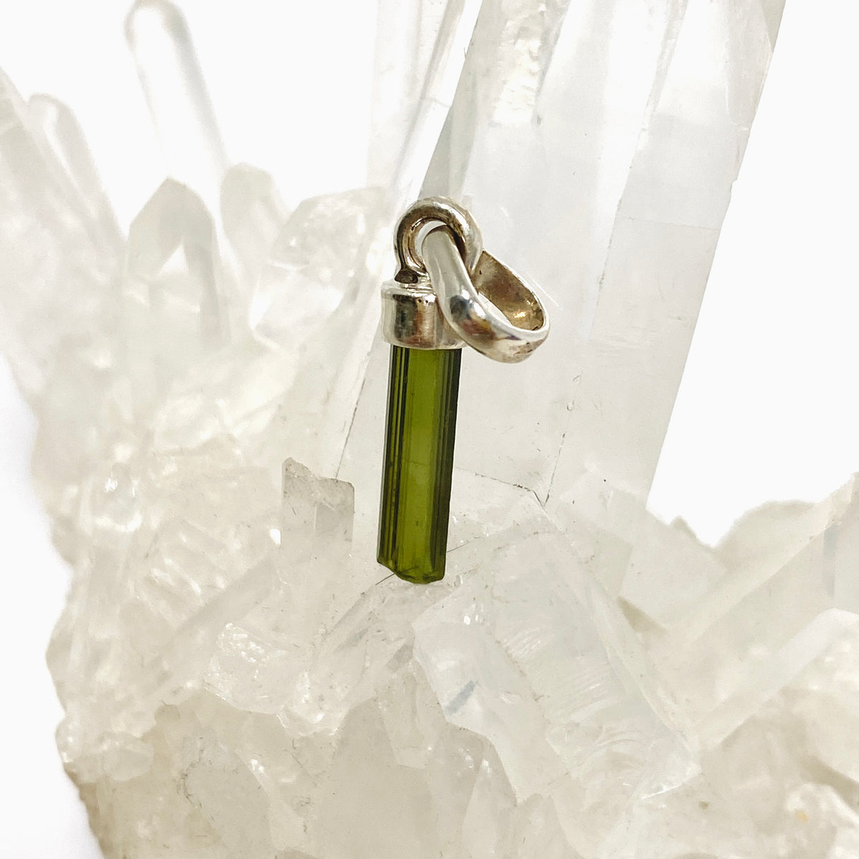 Green Tourmaline Raw Crystal Pendant PPGJ1197