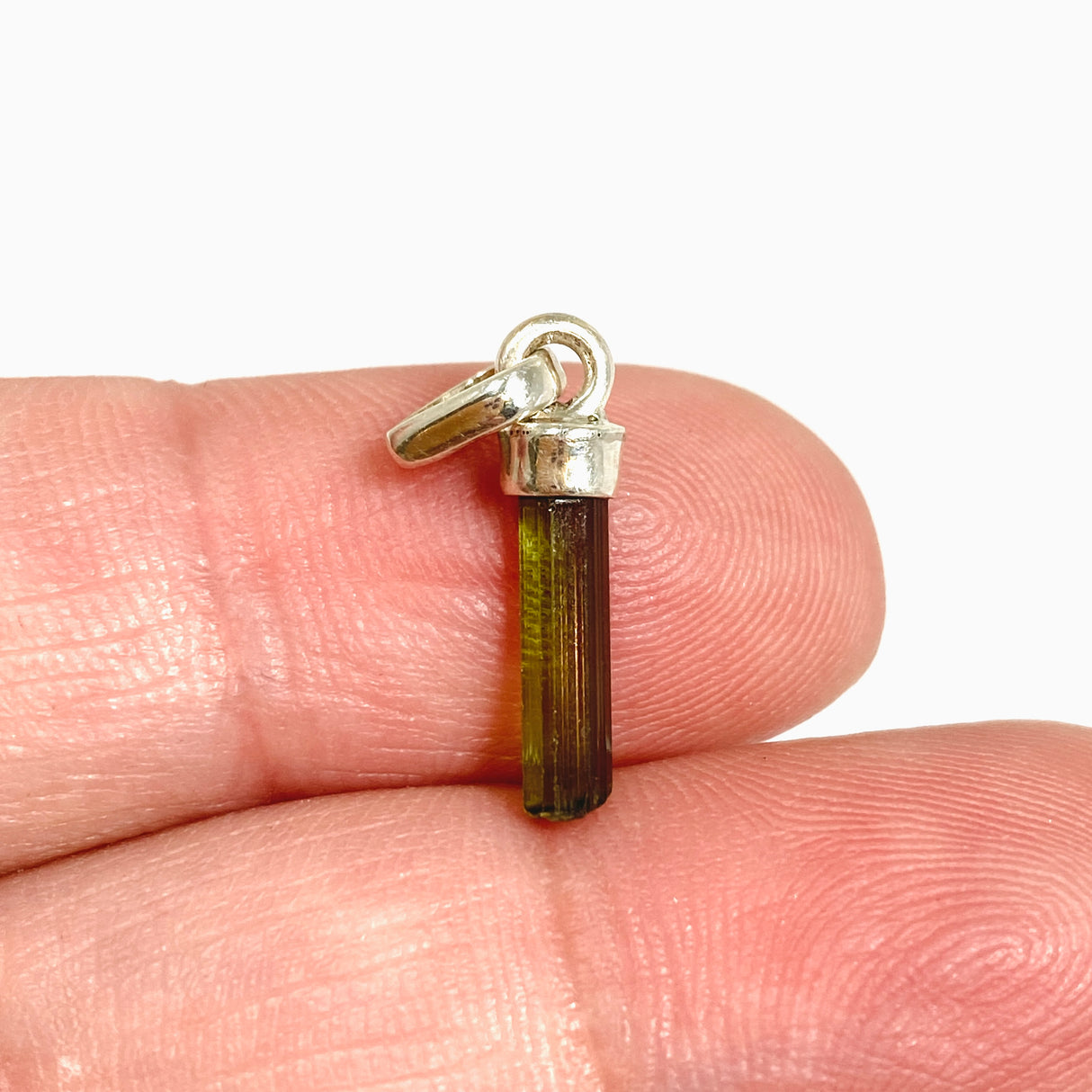 Green Tourmaline Raw Crystal Pendant PPGJ1197