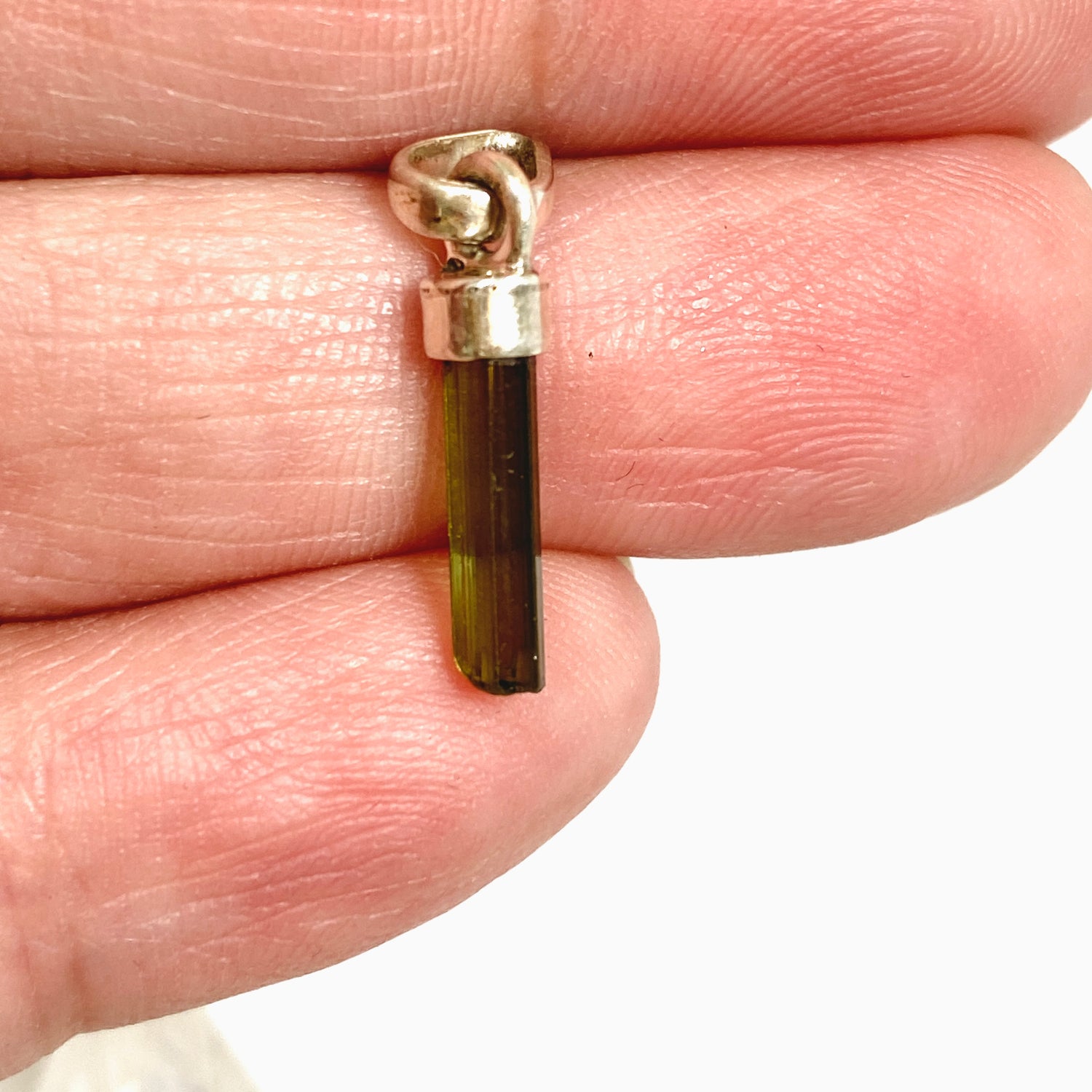 Green Tourmaline Raw Crystal Pendant PPGJ1197