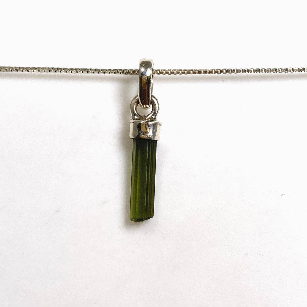 Green Tourmaline Raw Crystal Pendant PPGJ1197