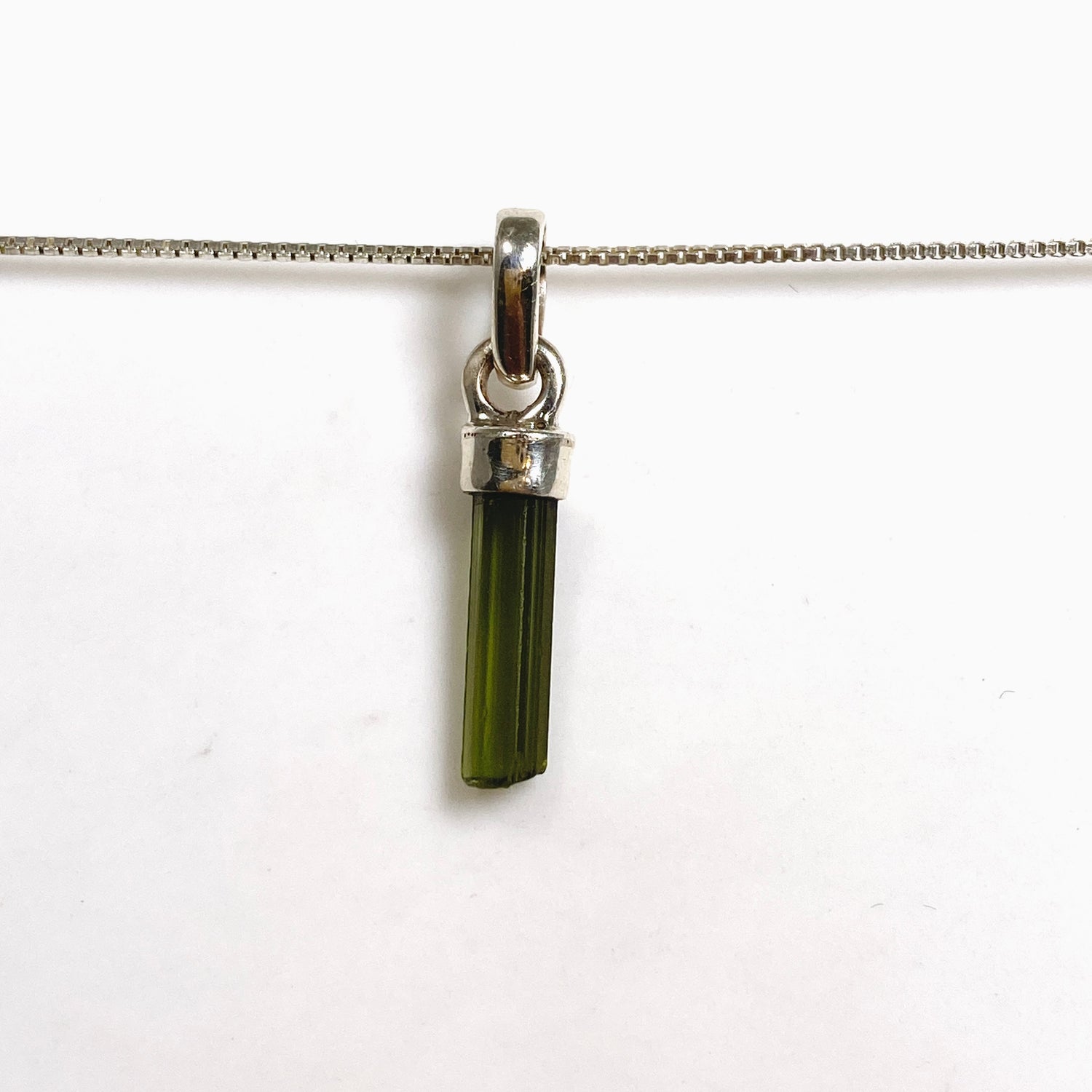 Green Tourmaline Raw Crystal Pendant PPGJ1197