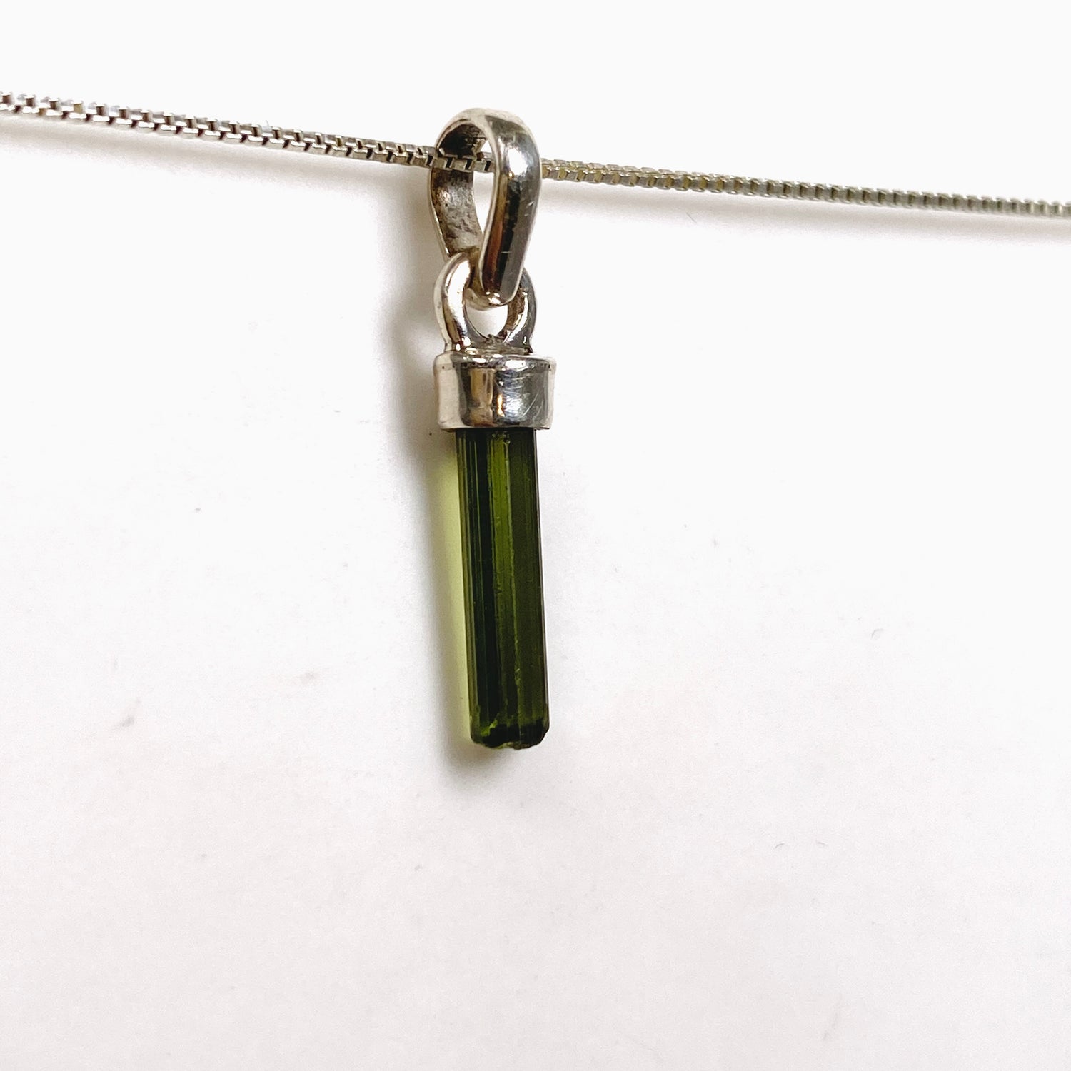 Green Tourmaline Raw Crystal Pendant PPGJ1197