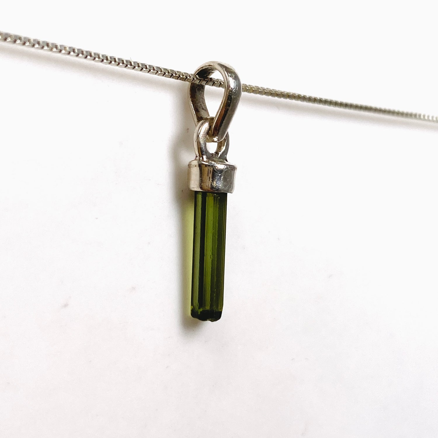 Green Tourmaline Raw Crystal Pendant PPGJ1197