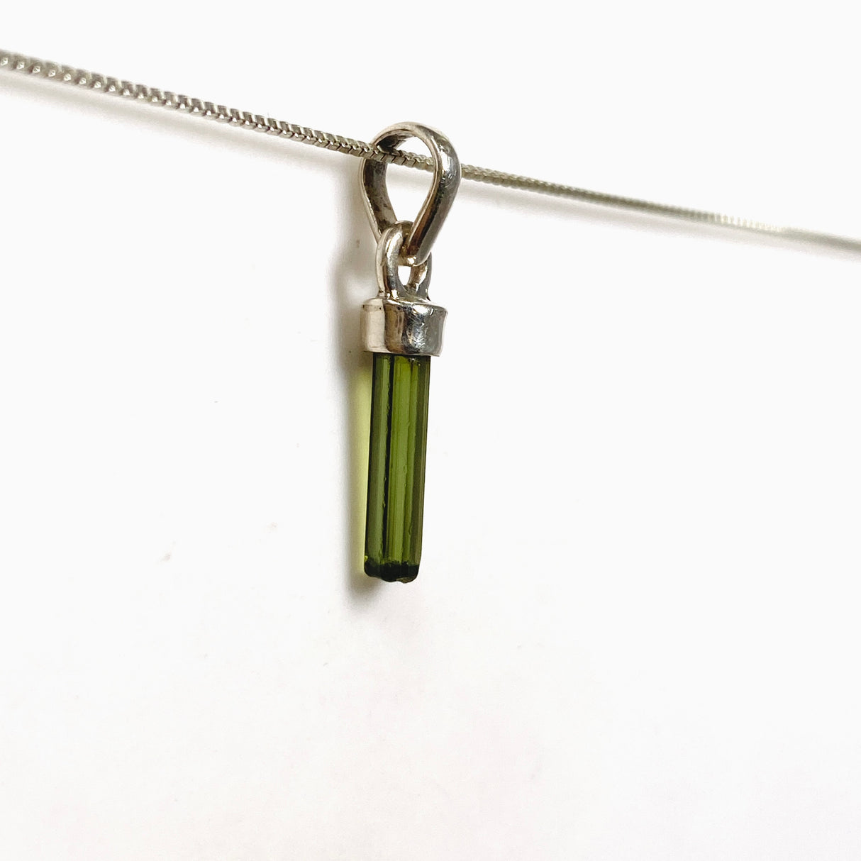 Green Tourmaline Raw Crystal Pendant PPGJ1197