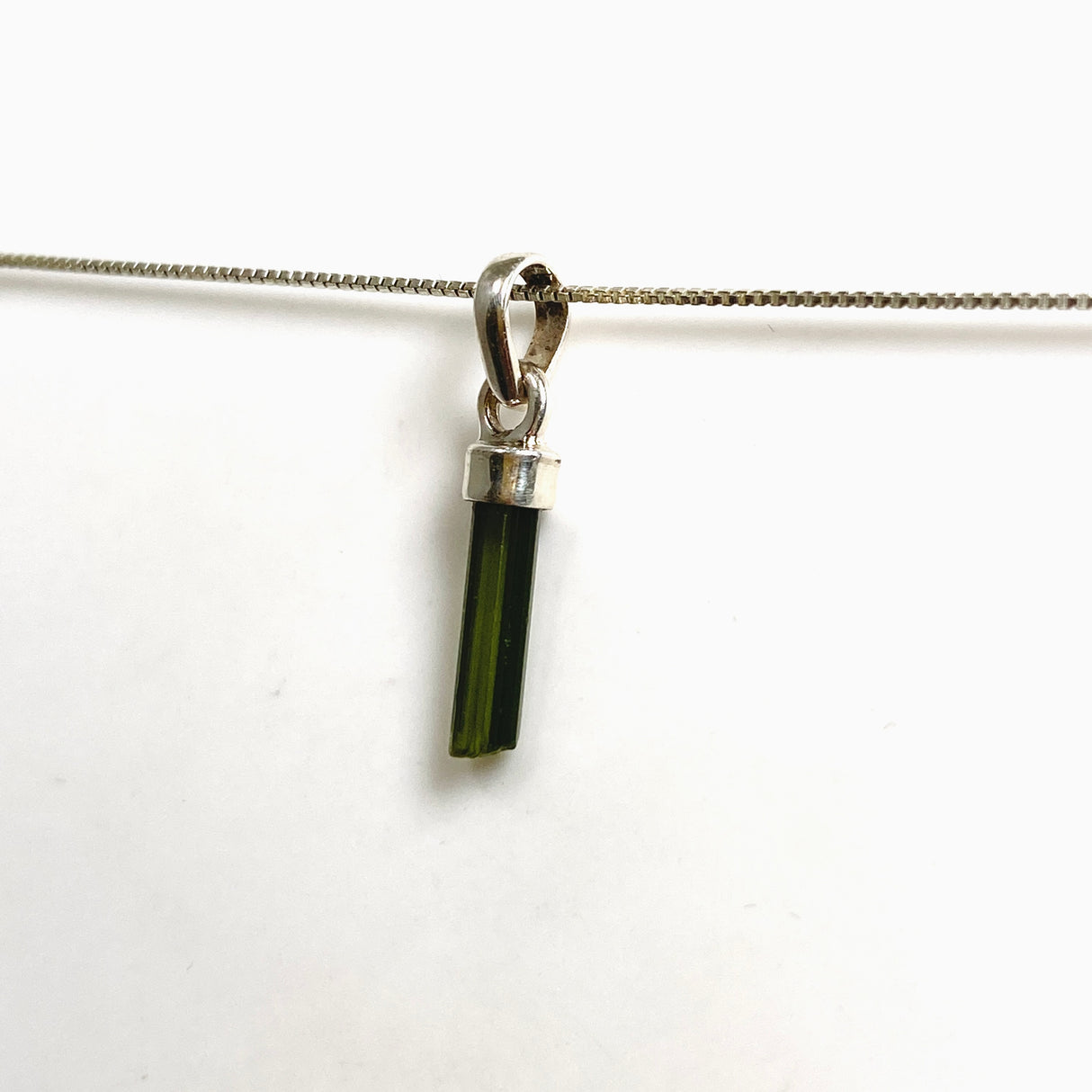 Green Tourmaline Raw Crystal Pendant PPGJ1197