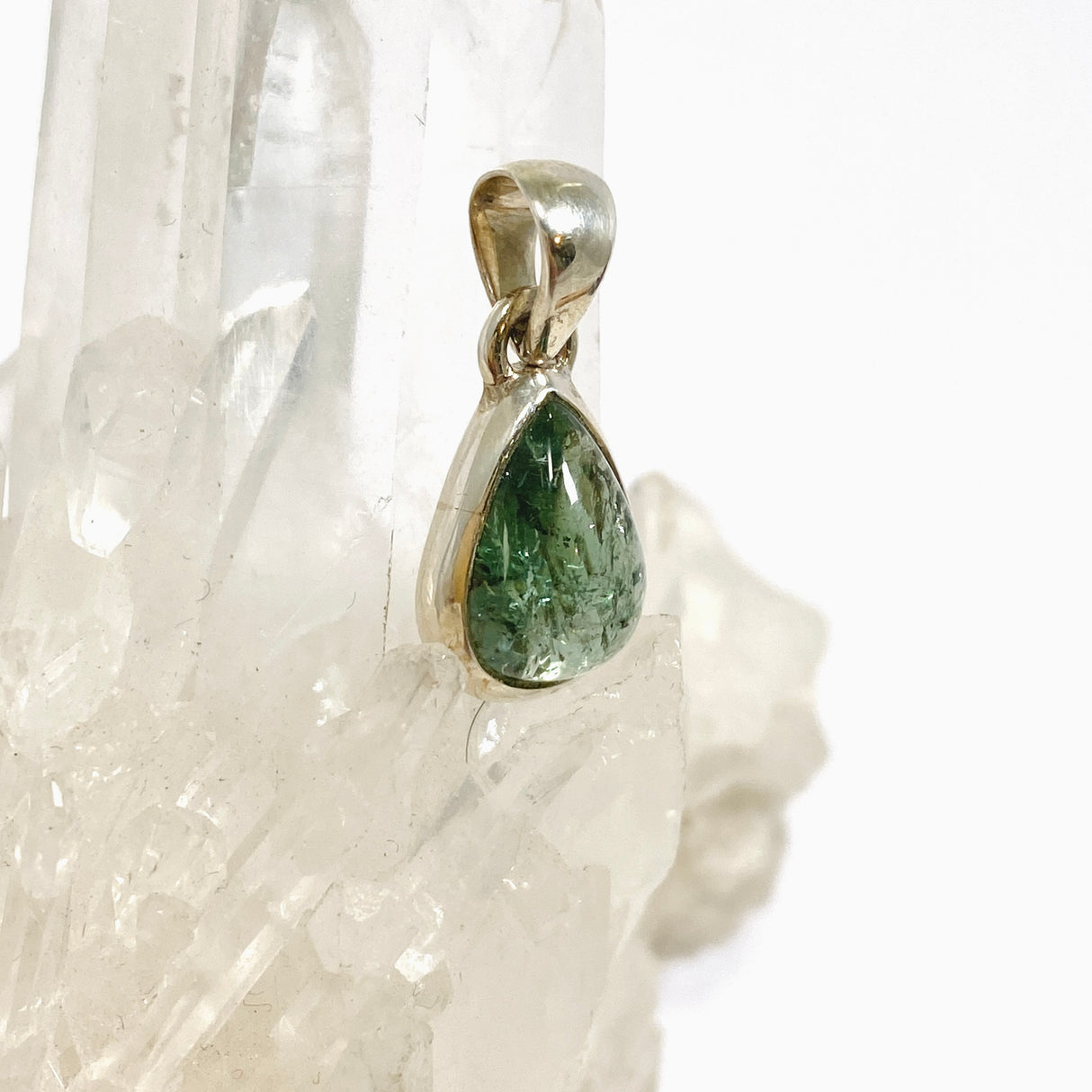 Green Tourmaline Teardrop Cabochon Pendant PPGJ1178