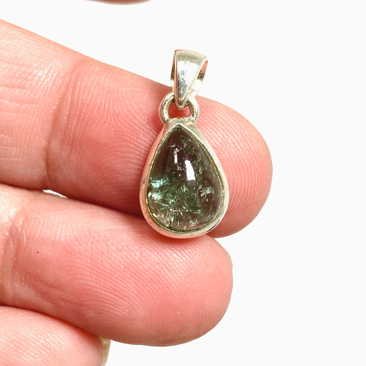 Green Tourmaline Teardrop Cabochon Pendant PPGJ1178