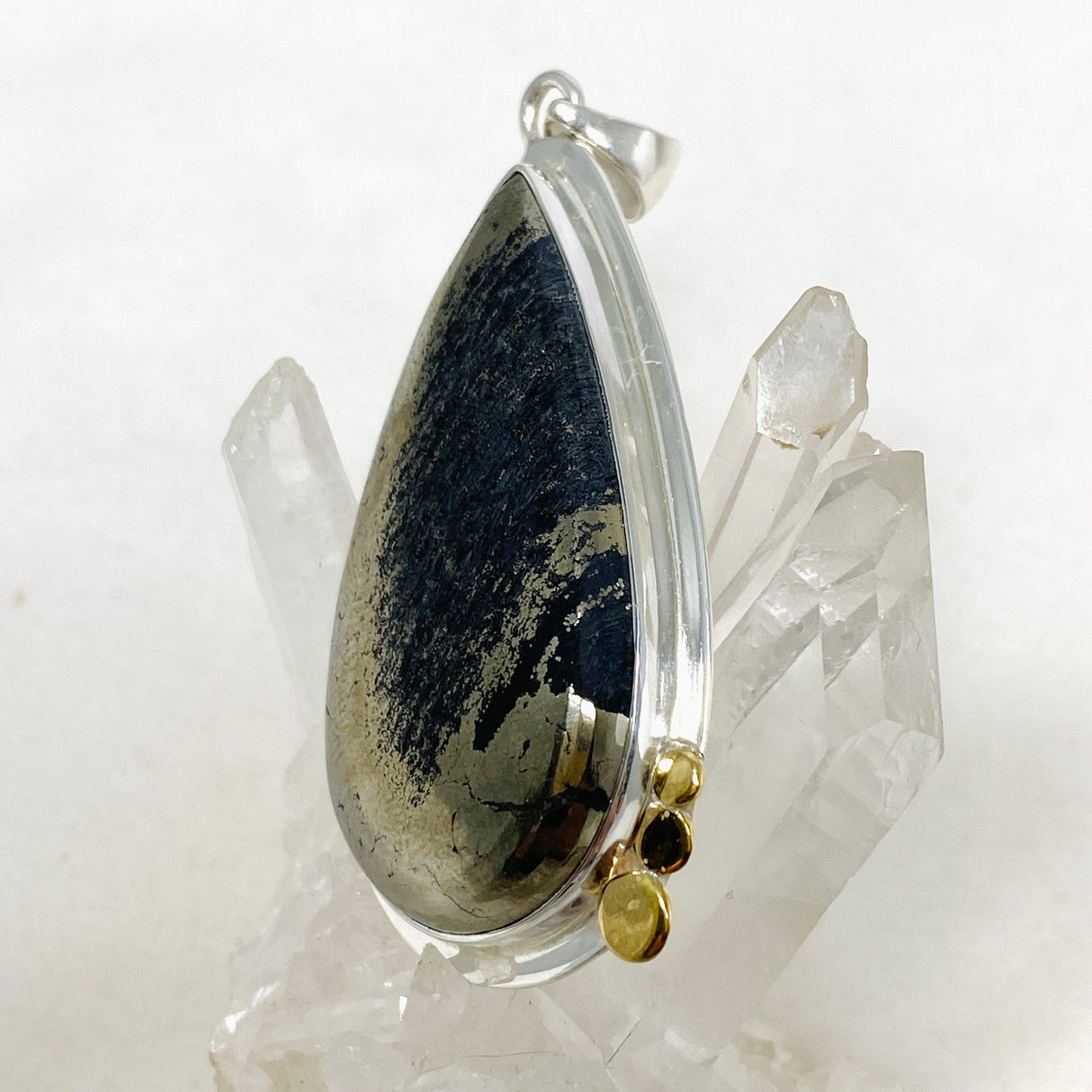 Healer's Gold Teardrop Pendant with Brass Accents KPGJ4379 - Nature's Magick