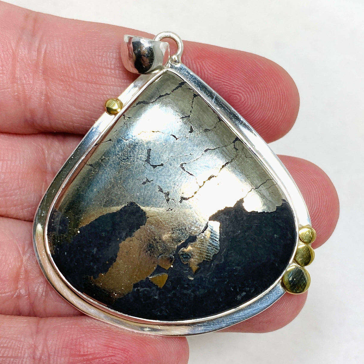 Healer's Gold Teardrop Pendant with Brass Accents KPGJ4380 - Nature's Magick