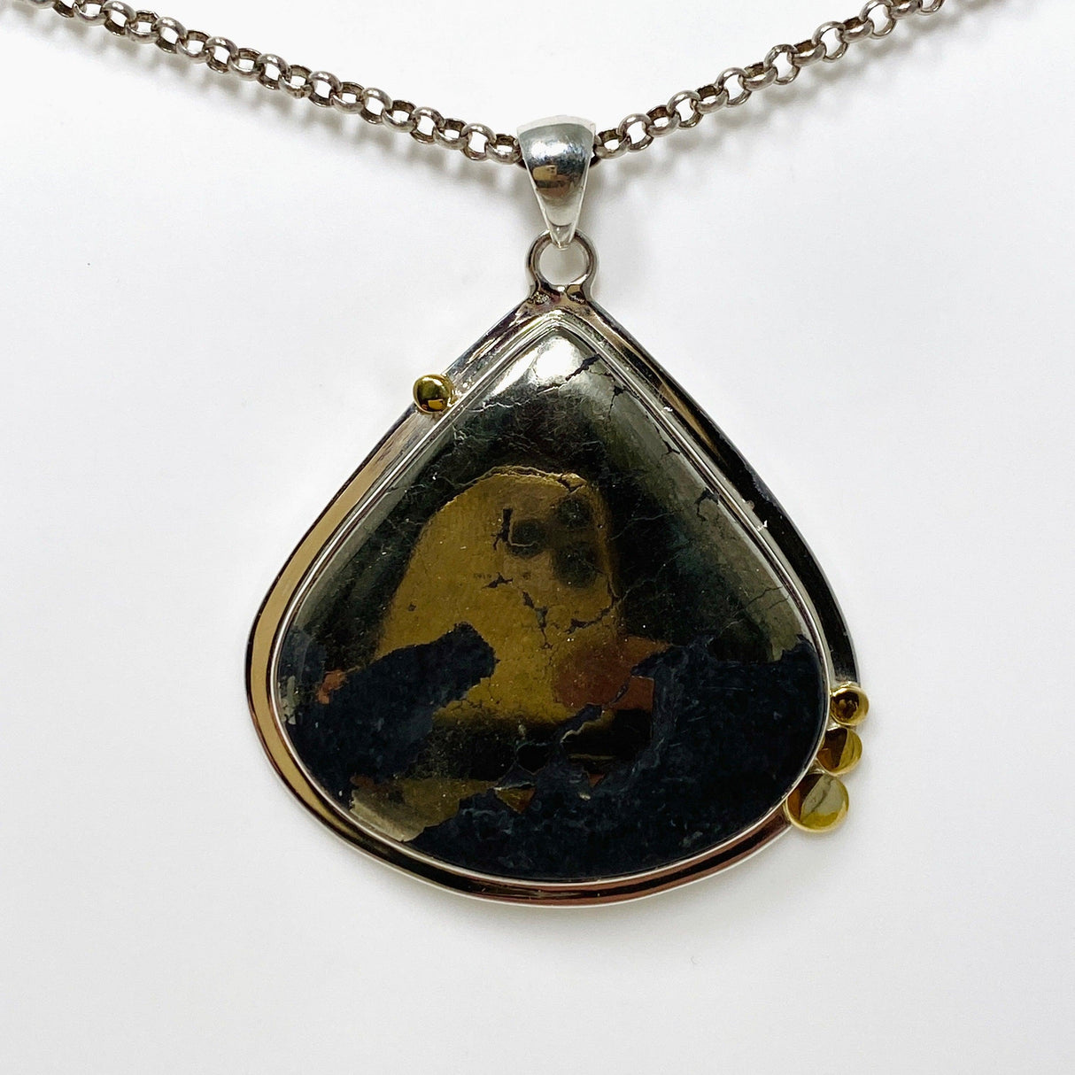 Healer's Gold Teardrop Pendant with Brass Accents KPGJ4380 - Nature's Magick