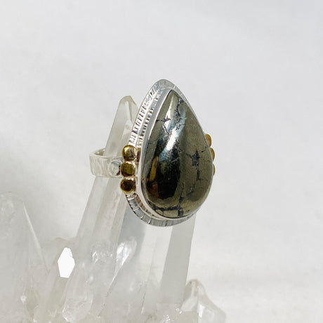 Healer's Gold Teardrop Ring with Brass Accents Size 10 KRGJ3197 - Nature's Magick