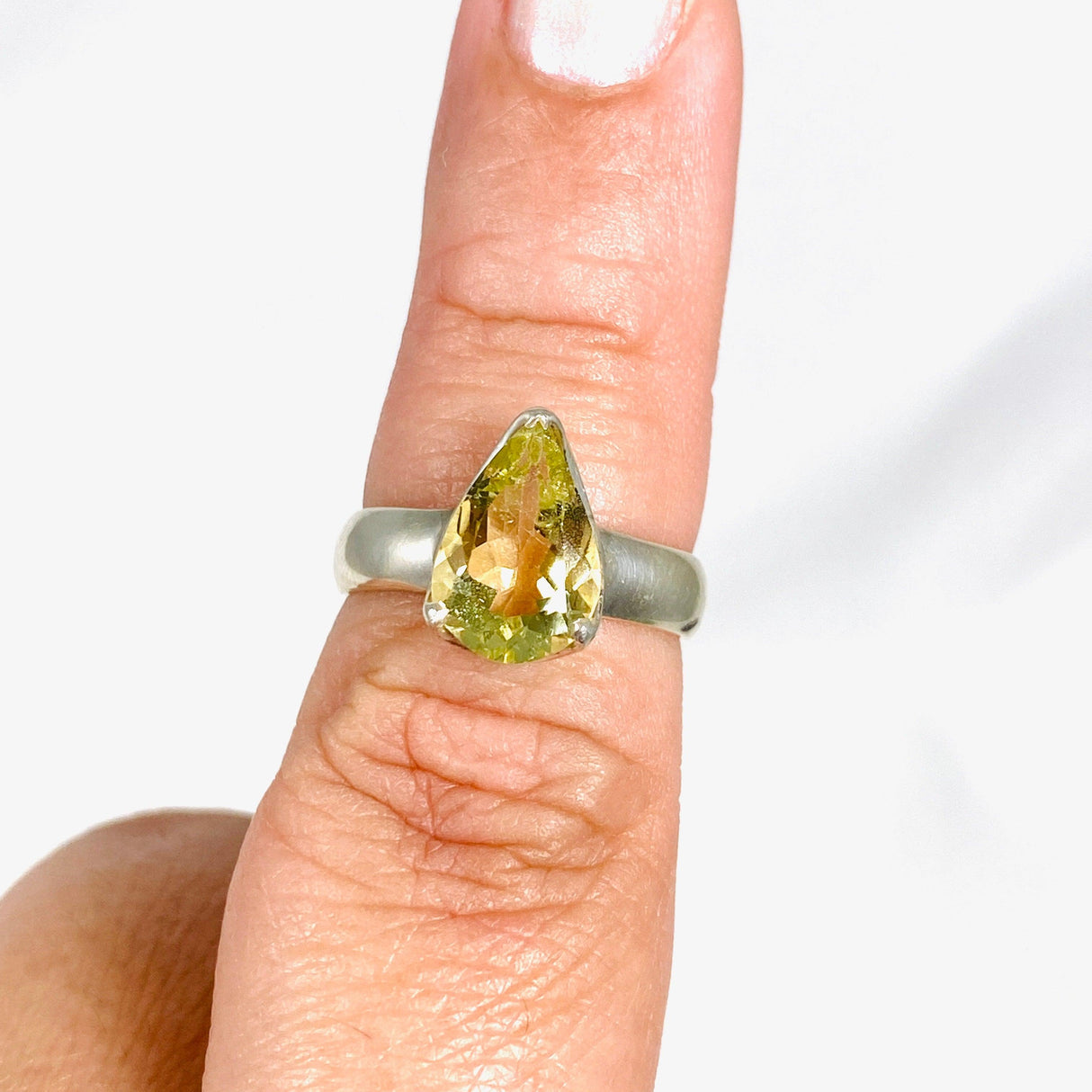 Heliodor Golden Beryl Pear Cut Ring Size 7.5 PRGJ323 - Nature's Magick